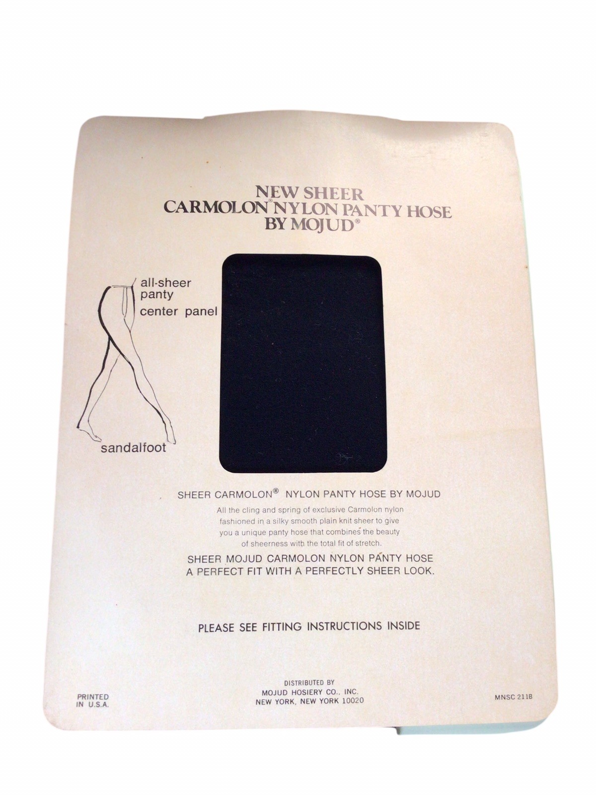 Vintage MOJUD 100% Carmolon Nylon Medium/Tall Navy Sheer To The Waist