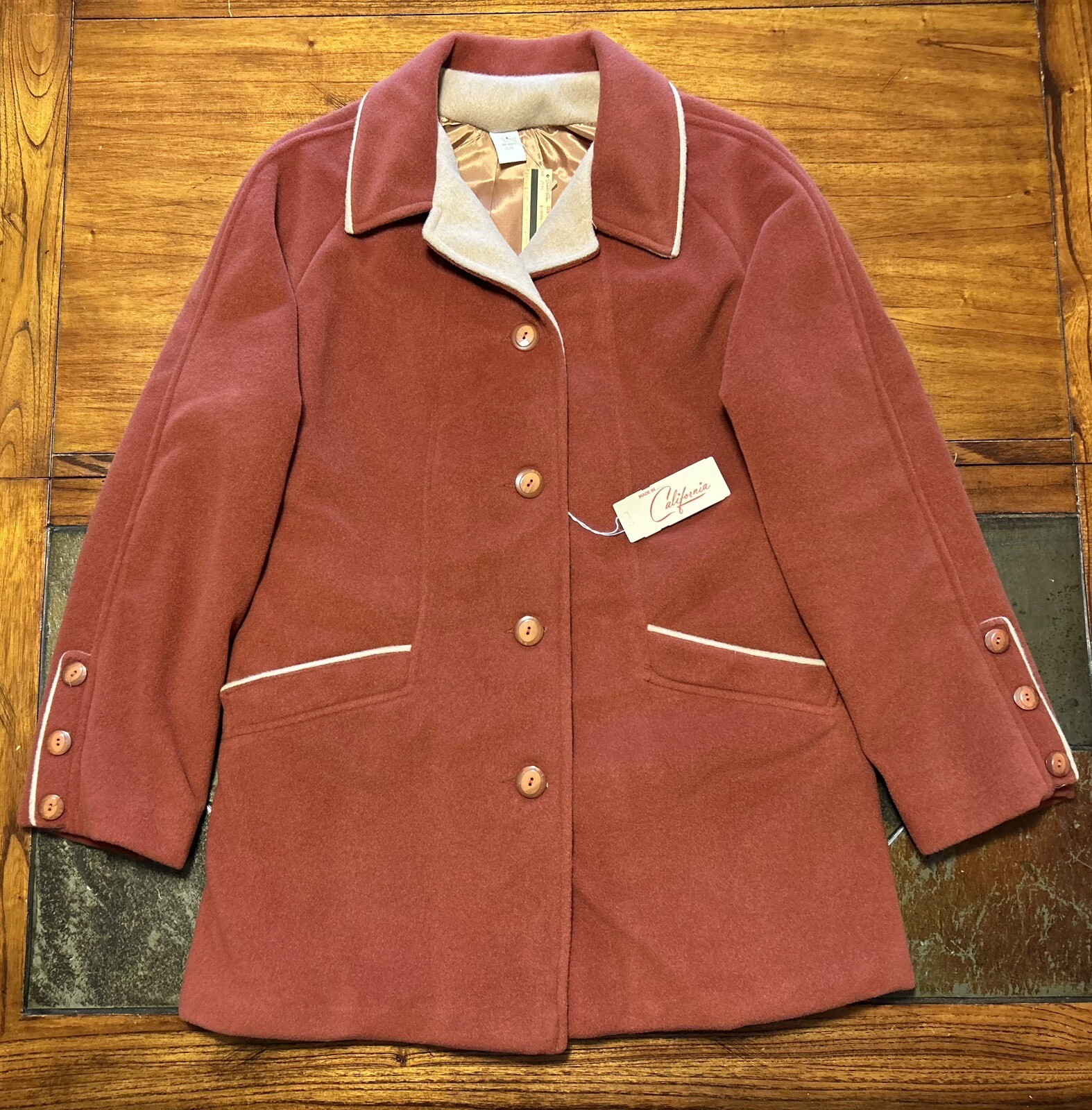 NOS VTG 1980s Orange Fleece Shell Lined Coat Sz 20.5 Cute + Cozy California