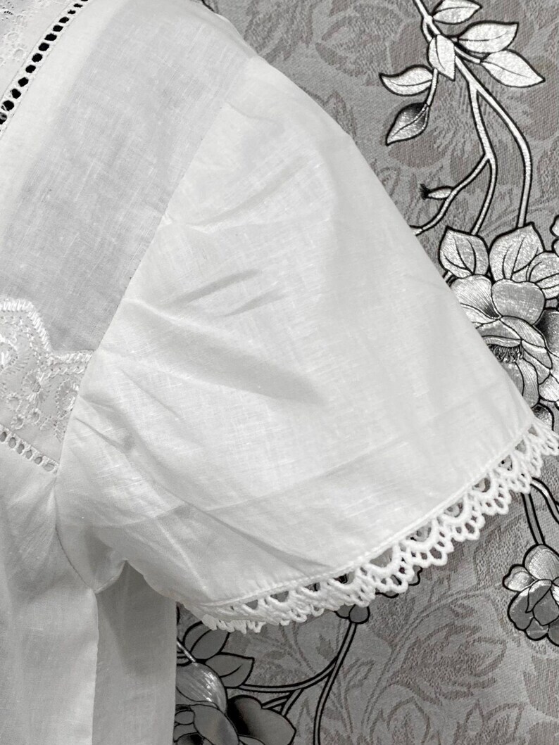SoieRose Two-Tone 100% Cotton Victorian Nightgown with Intricate Lace – SR-1038