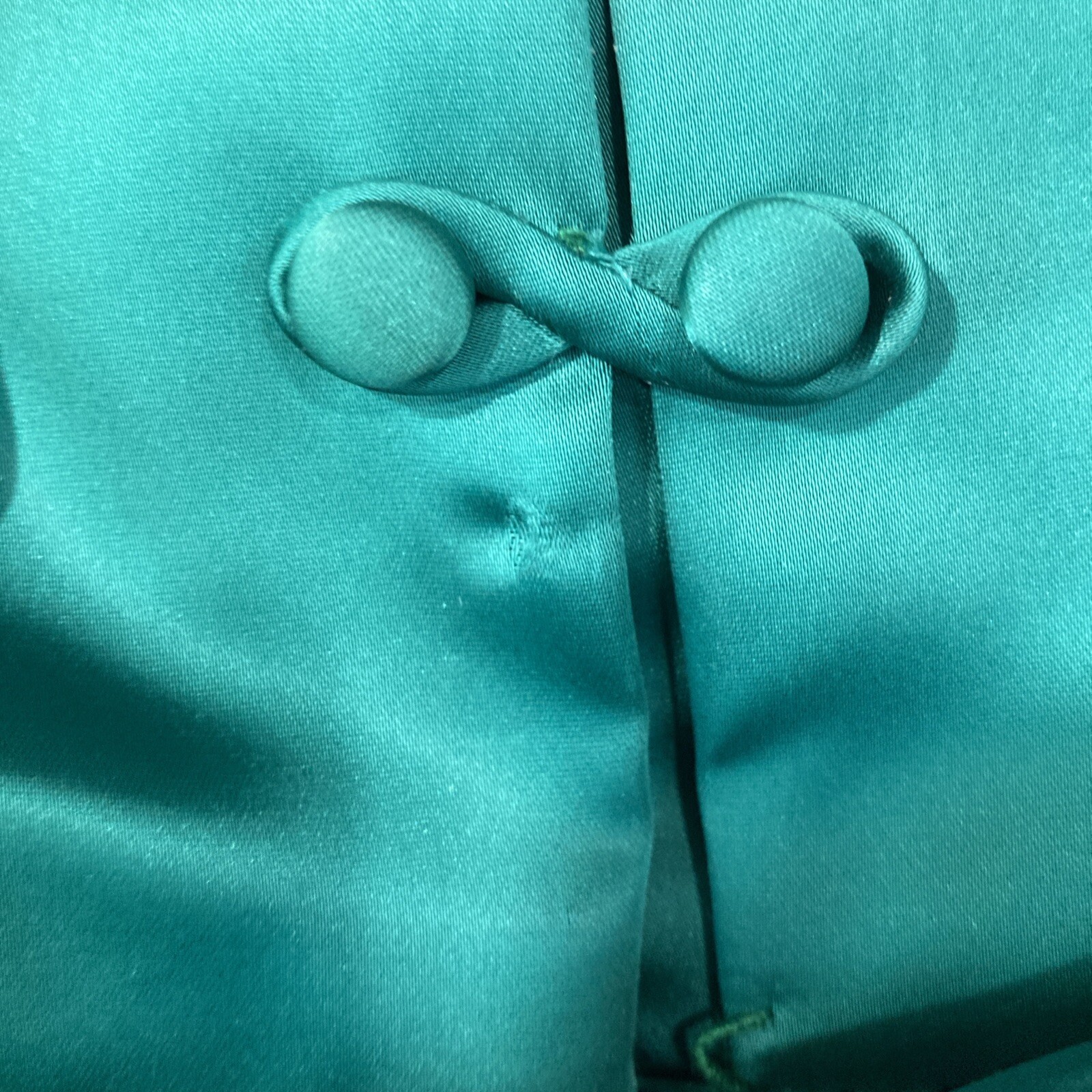 1960s Teal Green Emerald Embroidered Silk Dress Size 10 Charlottes-West Of Akron