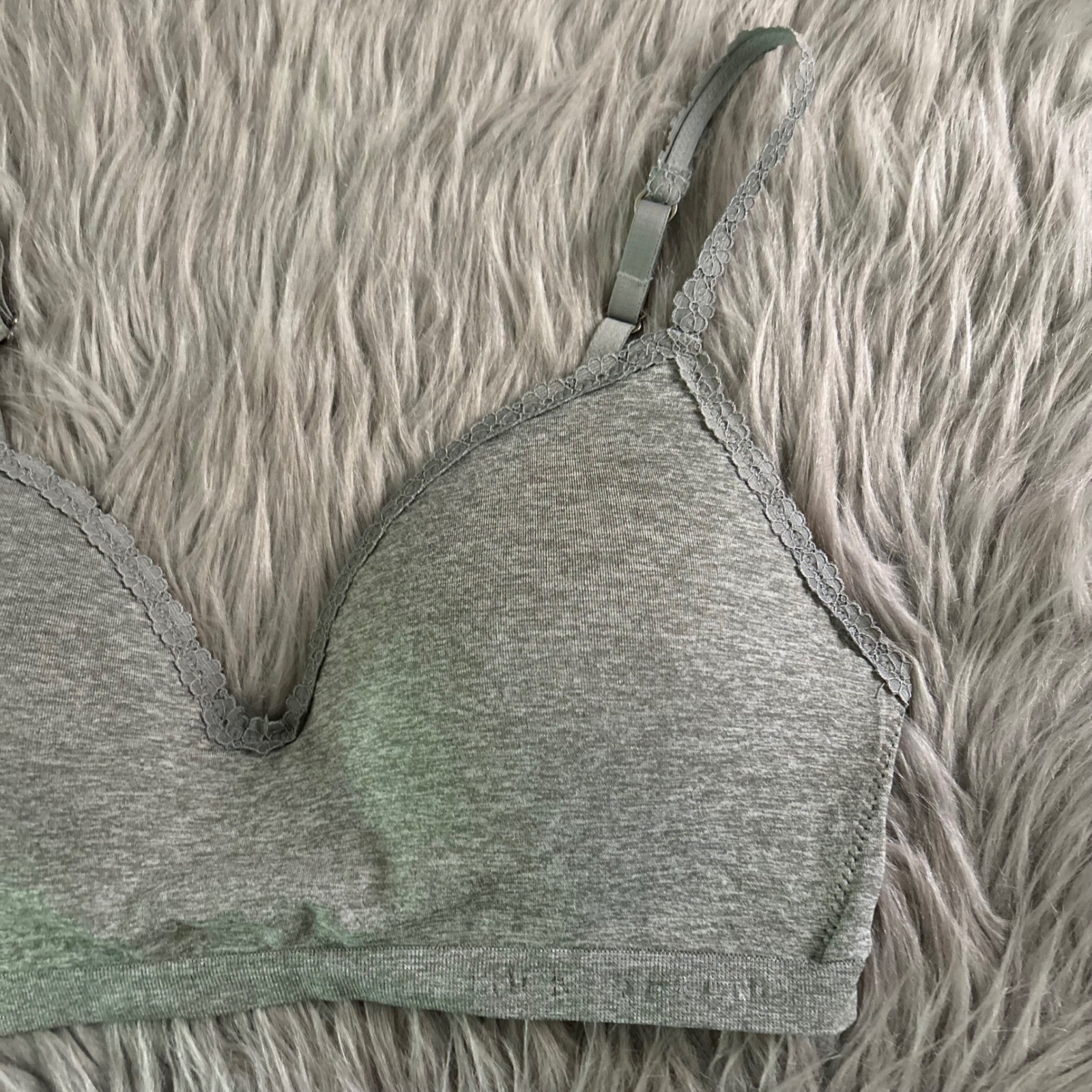 Lucky Brand Wireless Lightly Lined Bra Womens Size Large Gray Wirefree Bralette
