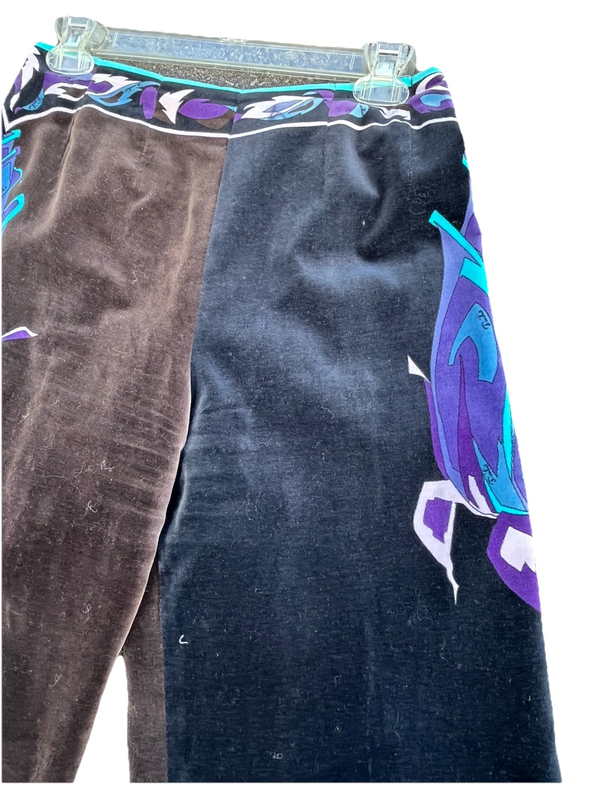 EMILIO PUCCI c.1960-70’sMulticolor Rose Silk Velvet Palazzo Wide Leg Pants S