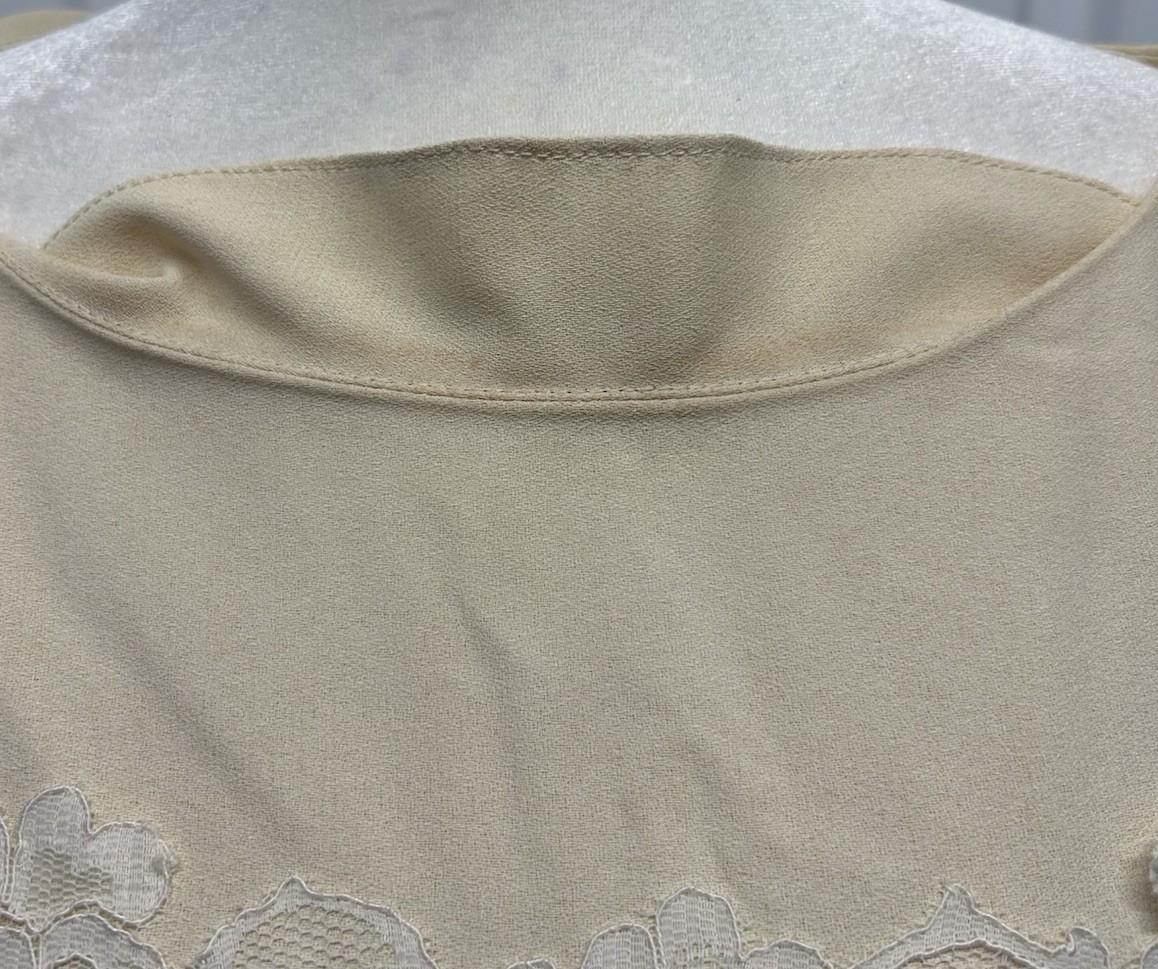 VTG 1960s Babydoll Ivory Lace Appliqué Column Maxi Dress Women’s S/M Unbranded