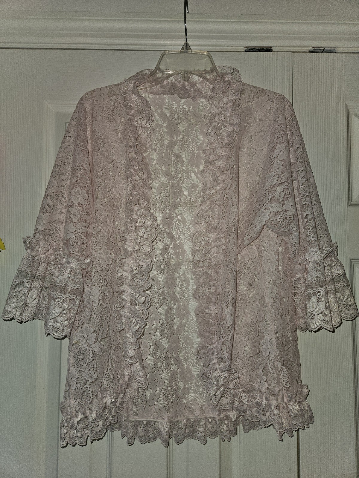 Vintage Dolores For Poirette Pink Lace Jacket Lingerie ILGWU Union Made USA