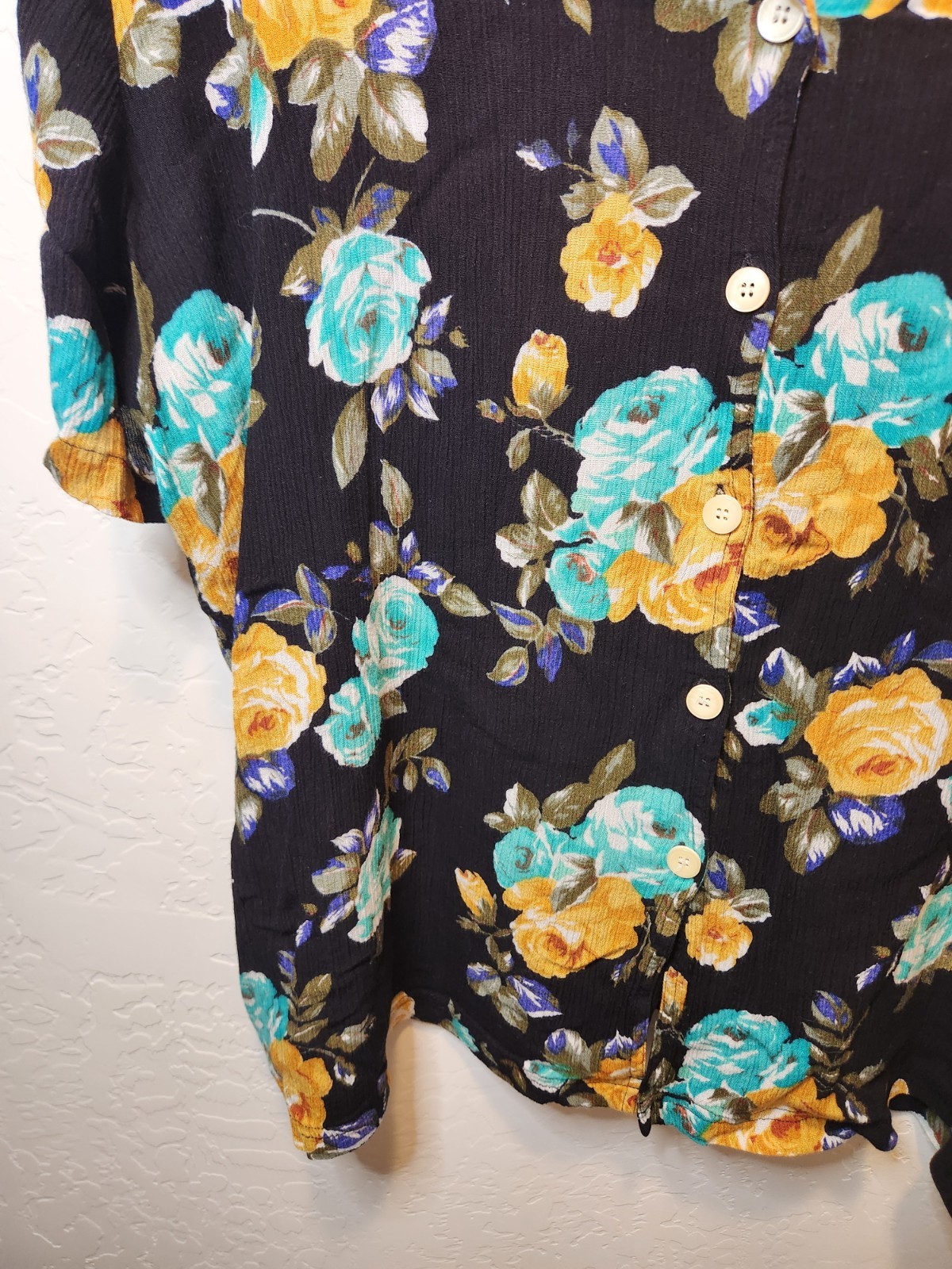 VTG 90s Kathie Lee Floral Button-Down Blouse Spring Summer Plus Size 26W