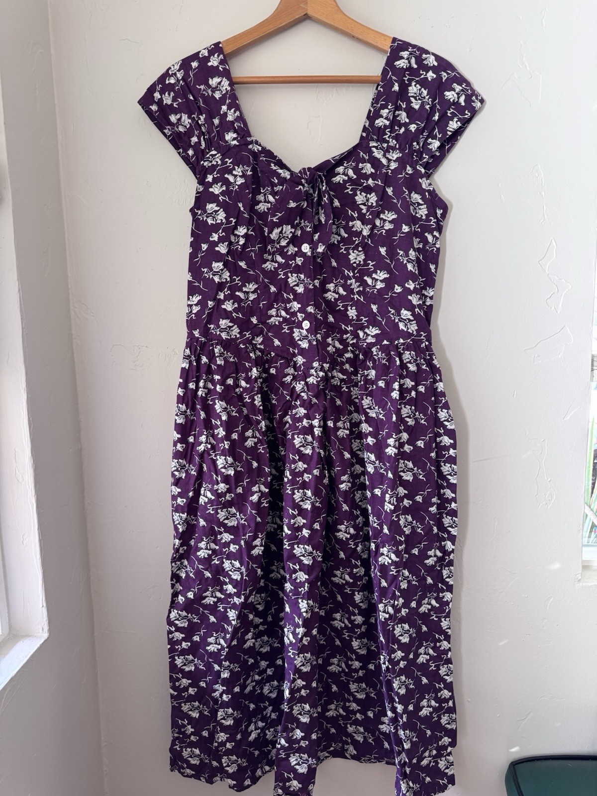 Vintage Women’s Violet Floral Cotton Dress Chandni Brand SizeS Made In Pakistan