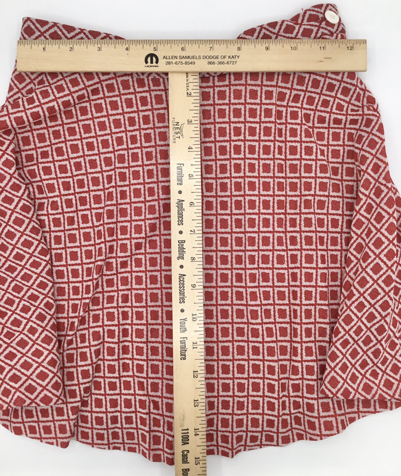 60’s-70’s💥Vicky Vaughn Crop 2pc Skirt Set Red White Geometric Mod, Sz. XS/SM