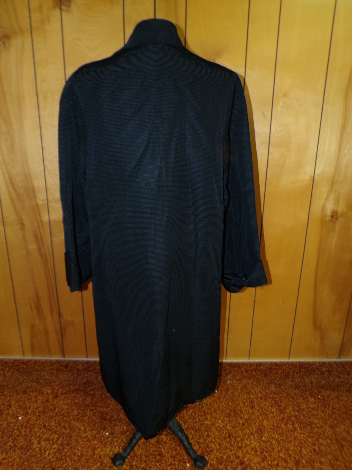 Antique Faille Black Opera Coat Satin Lining Bust 46&Prime;
