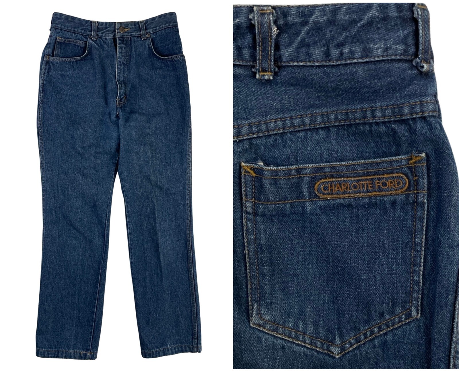 Vintage High Waist Jeans Charlotte Ford 28 inch Waist Straight Leg Womens Small