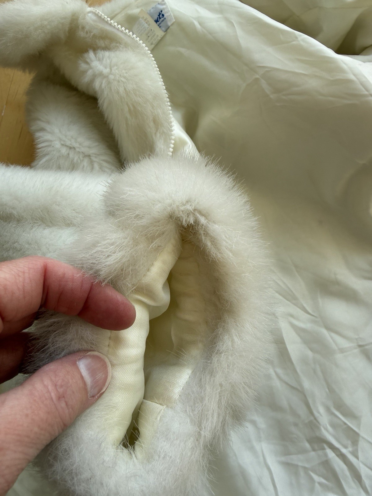 Vintage Faux Fur White Jacket, Millicent’s, Sz XS/S, 1950s