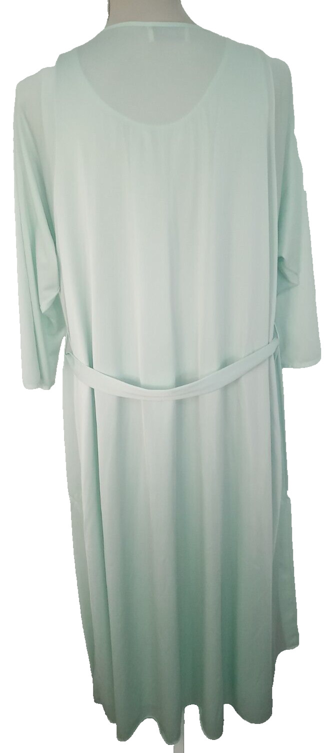 Vintage Shadowline Peignoir Set Nightgown & Robe M/L Long Green Lace Hollywood