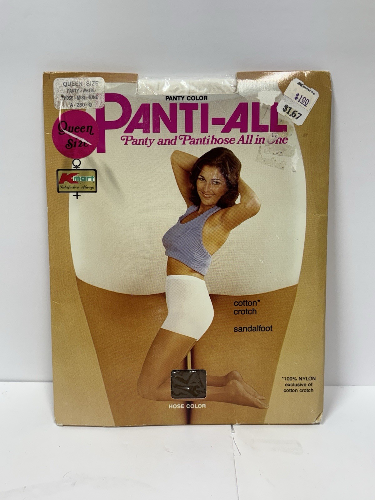 Vintage Panti-All Panty & Pantihose All In One Queen SZ. 100% Nylon Sandalfoot