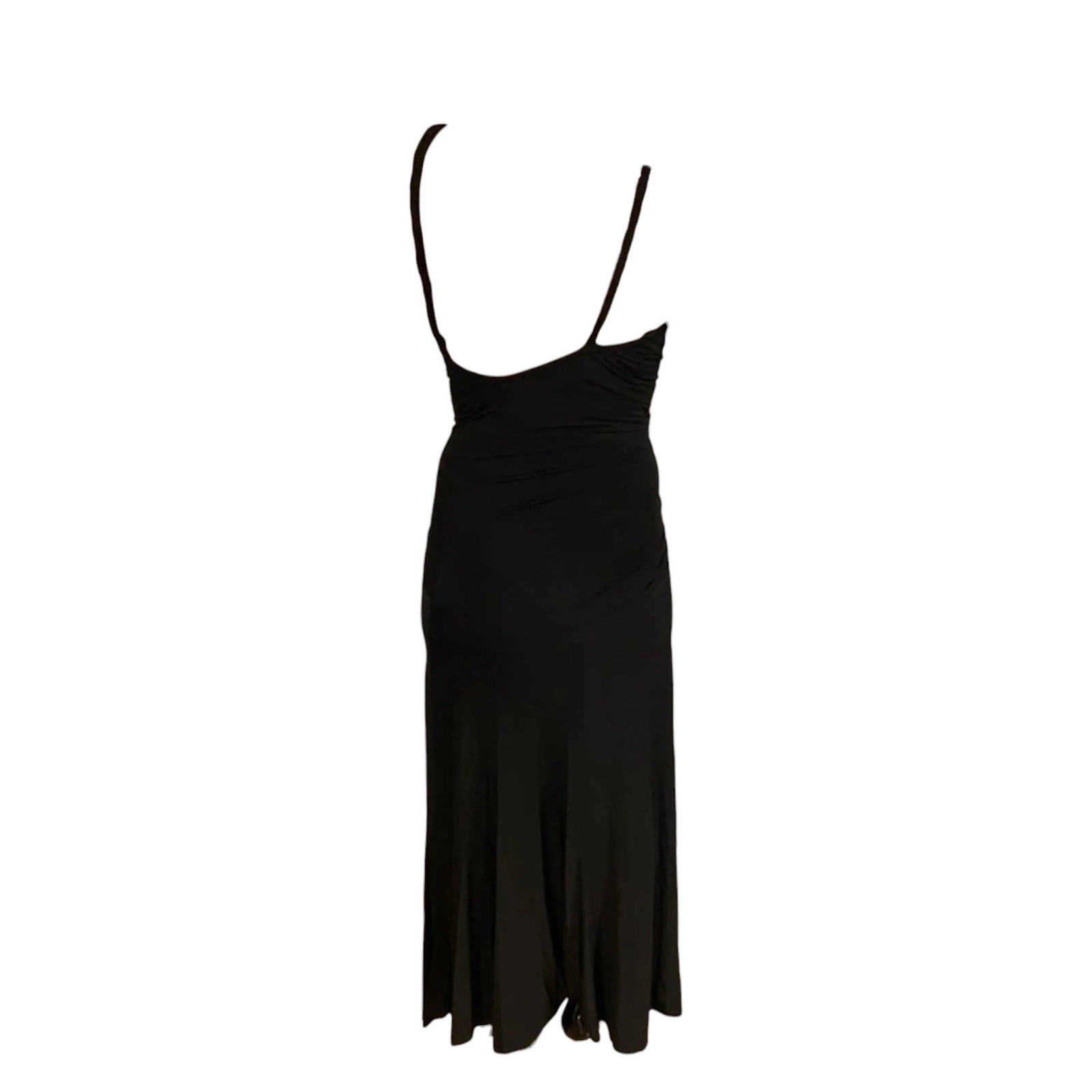DONNA KARAN Vintage Black Ruched Evening Gown size S Circa 2000 made in USA