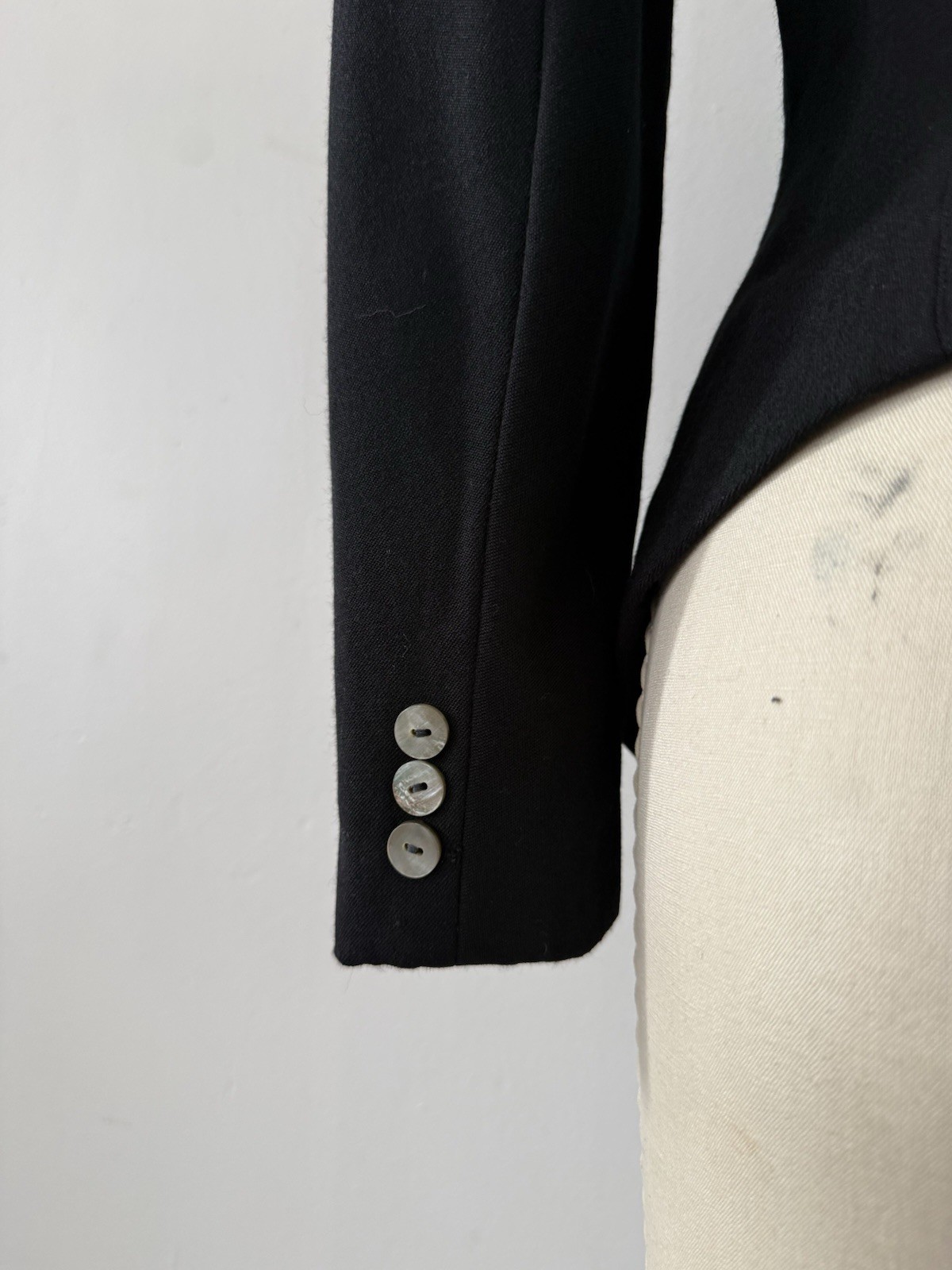80s Avant Garde Paris Designer Premonville Dewavrin Fitted Wool Tailcoat Jacket