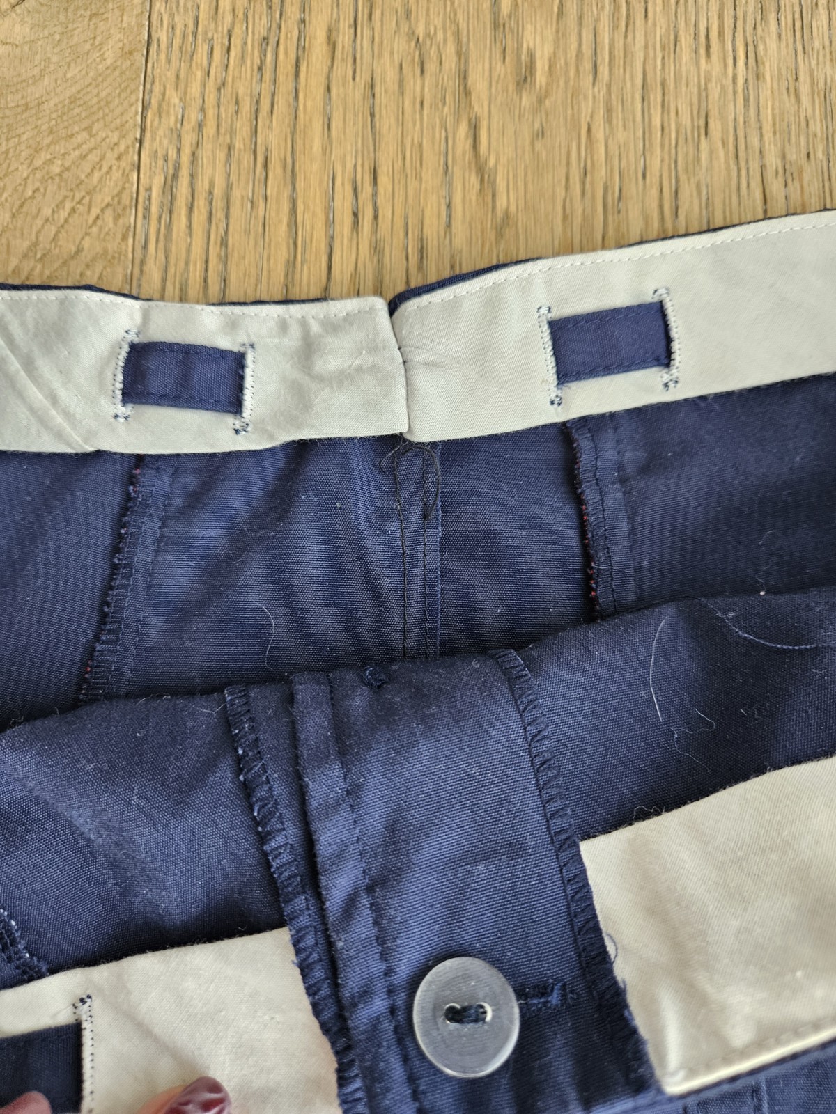 True Vintage 1970s Cotton Poly Blend Navy Blue Tie Waist Skirt Size M