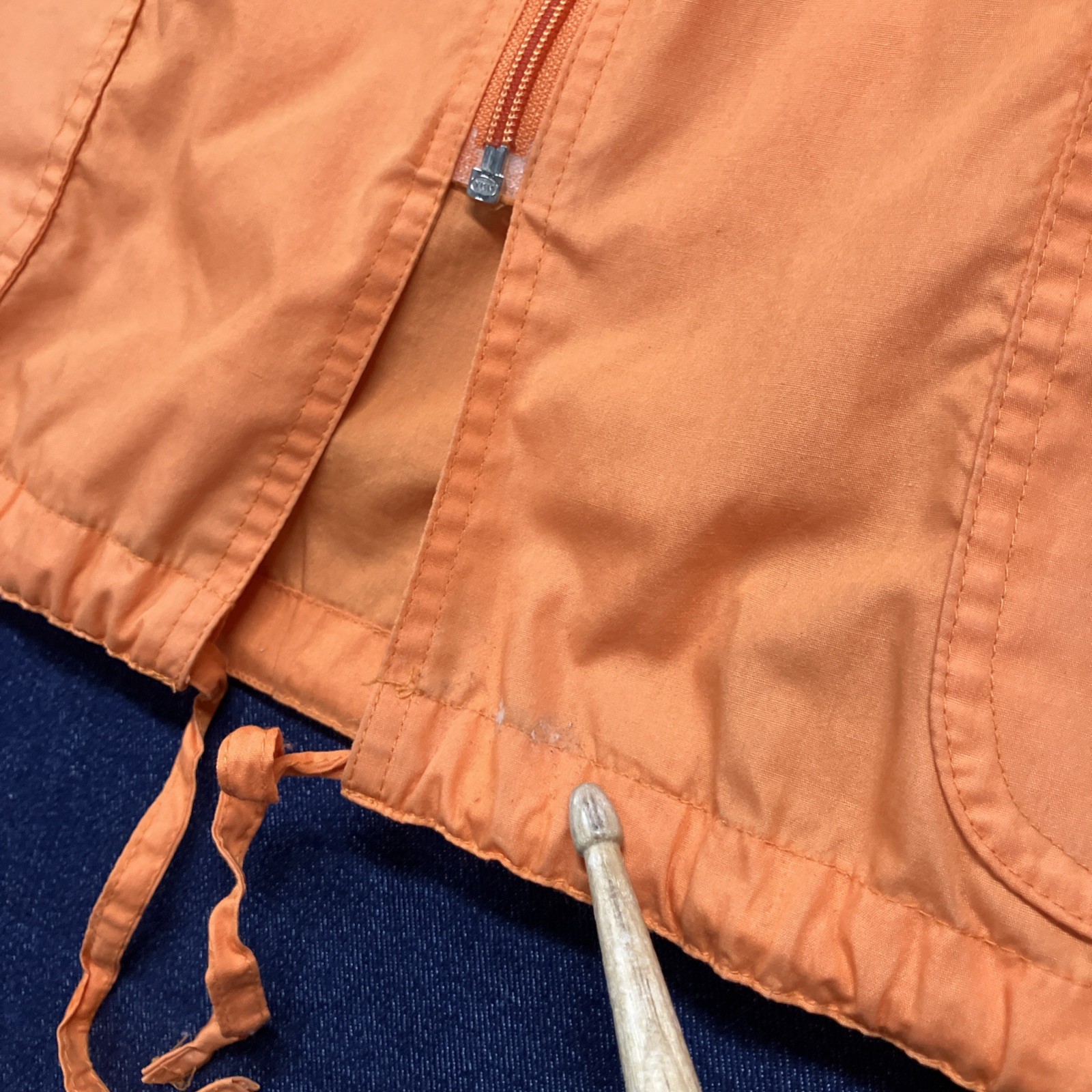 Vtg Distressed 70s 80s Foxland Polycotton Long Rain Windbreaker Jacket Orange L