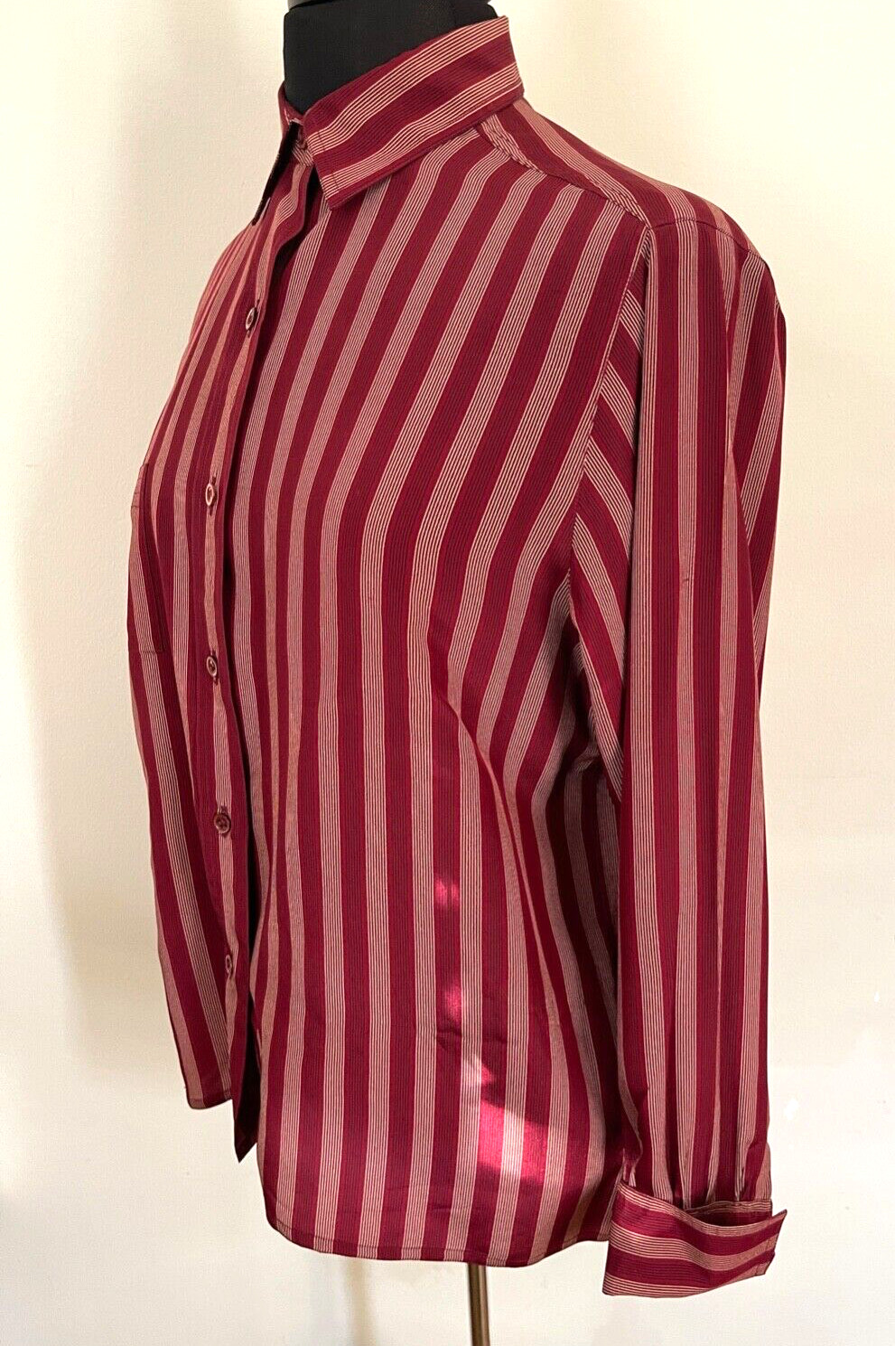 Authentic Vintage 1970s Chanel Striped Silk Blouse Size 40 YY221