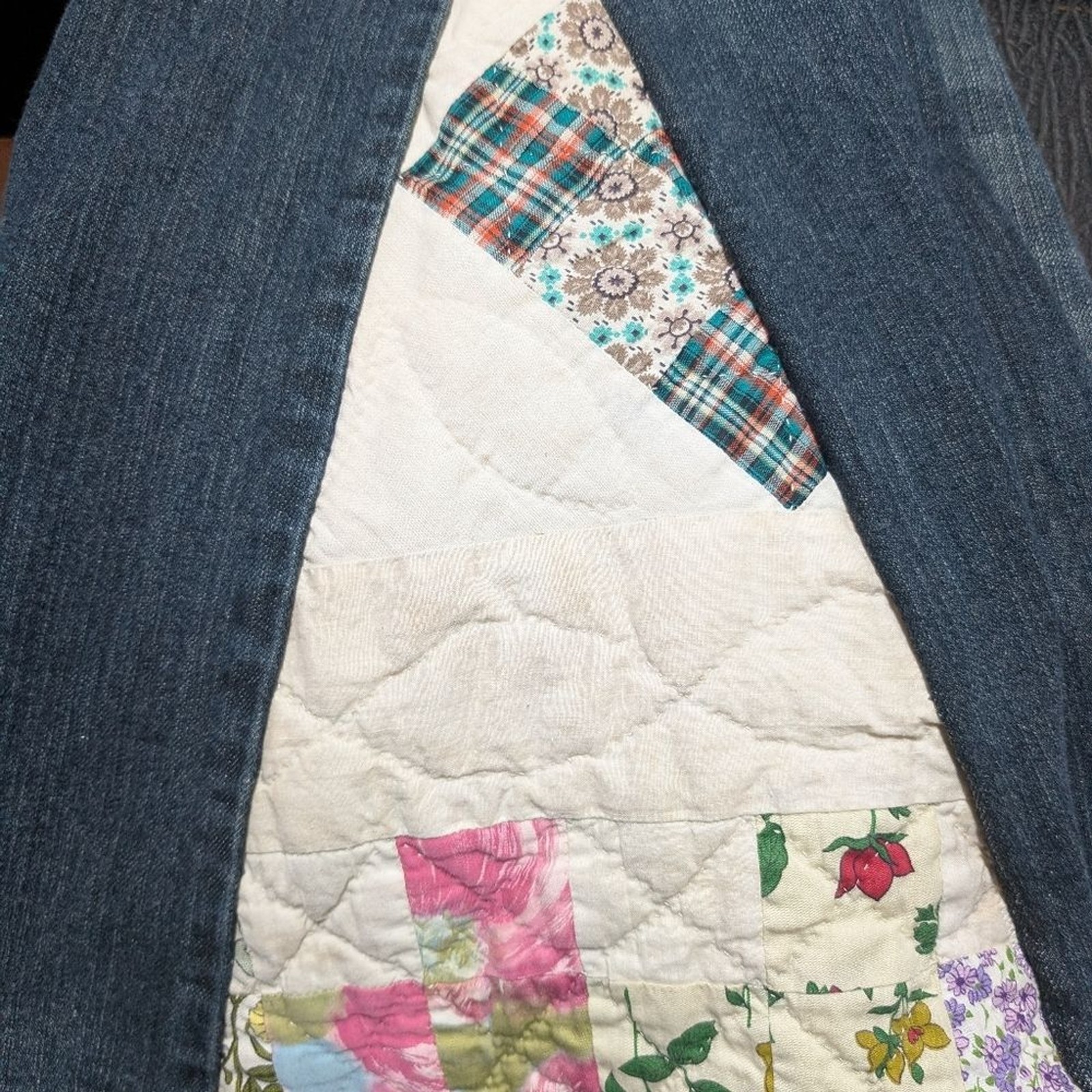 Bell Bottom Jeans With Quilt Inserts