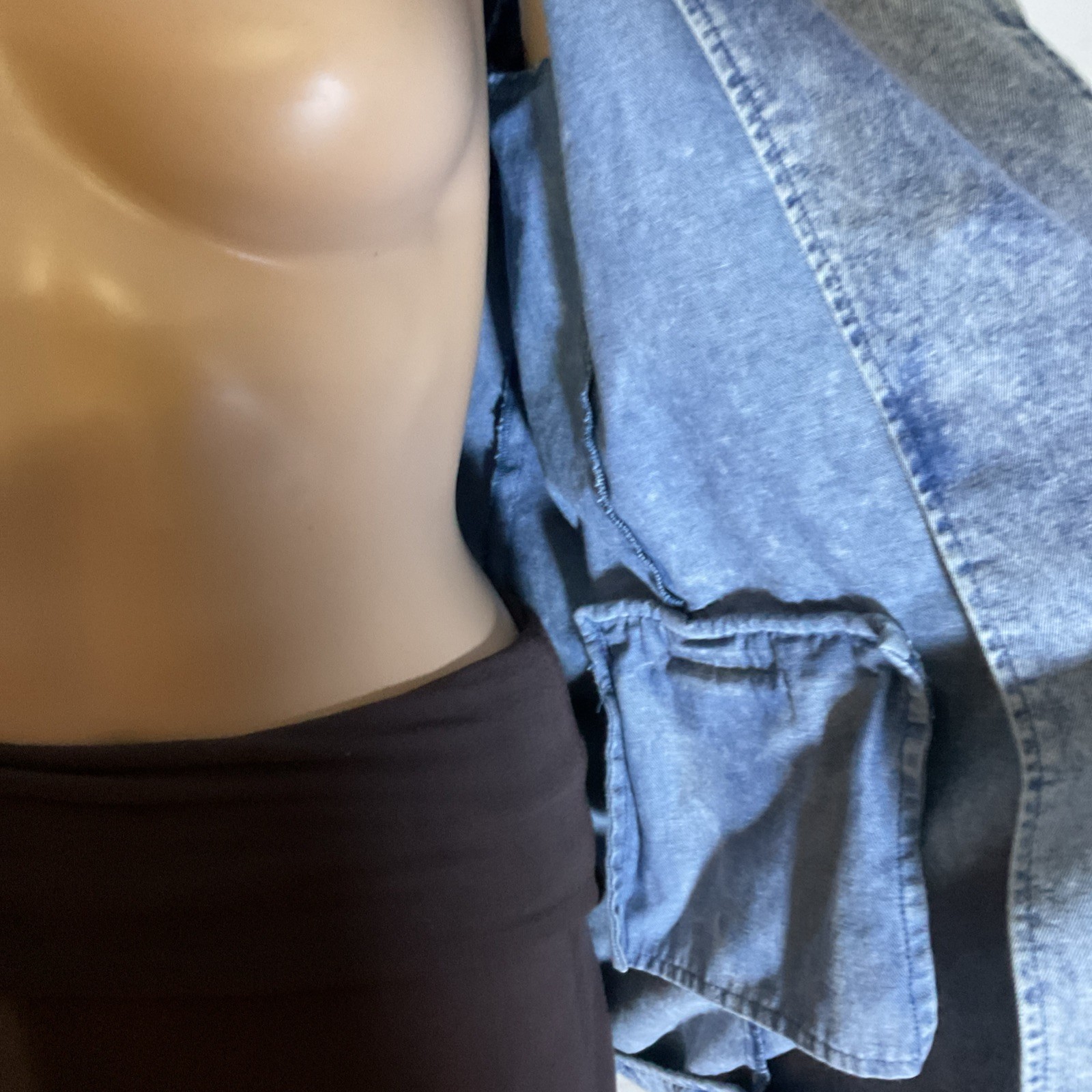 Entro Stretch Denim Stonewashed Blazer Size S Fitted Retro. 80s Fashion.