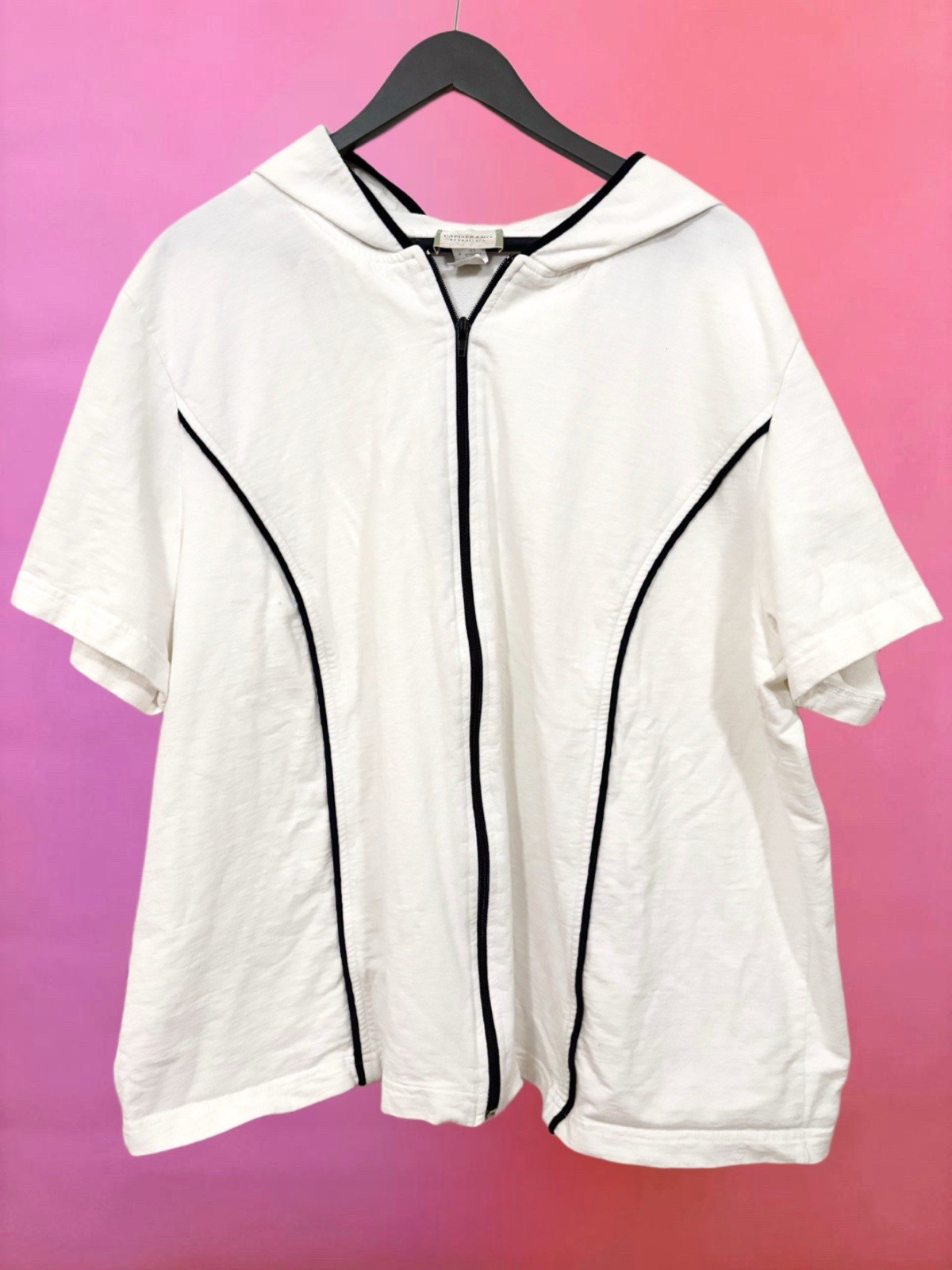 Vintage 1990s Capistrano Essentials White Black Zip-Up Hoodie T-Shirt – 2XL 3XL