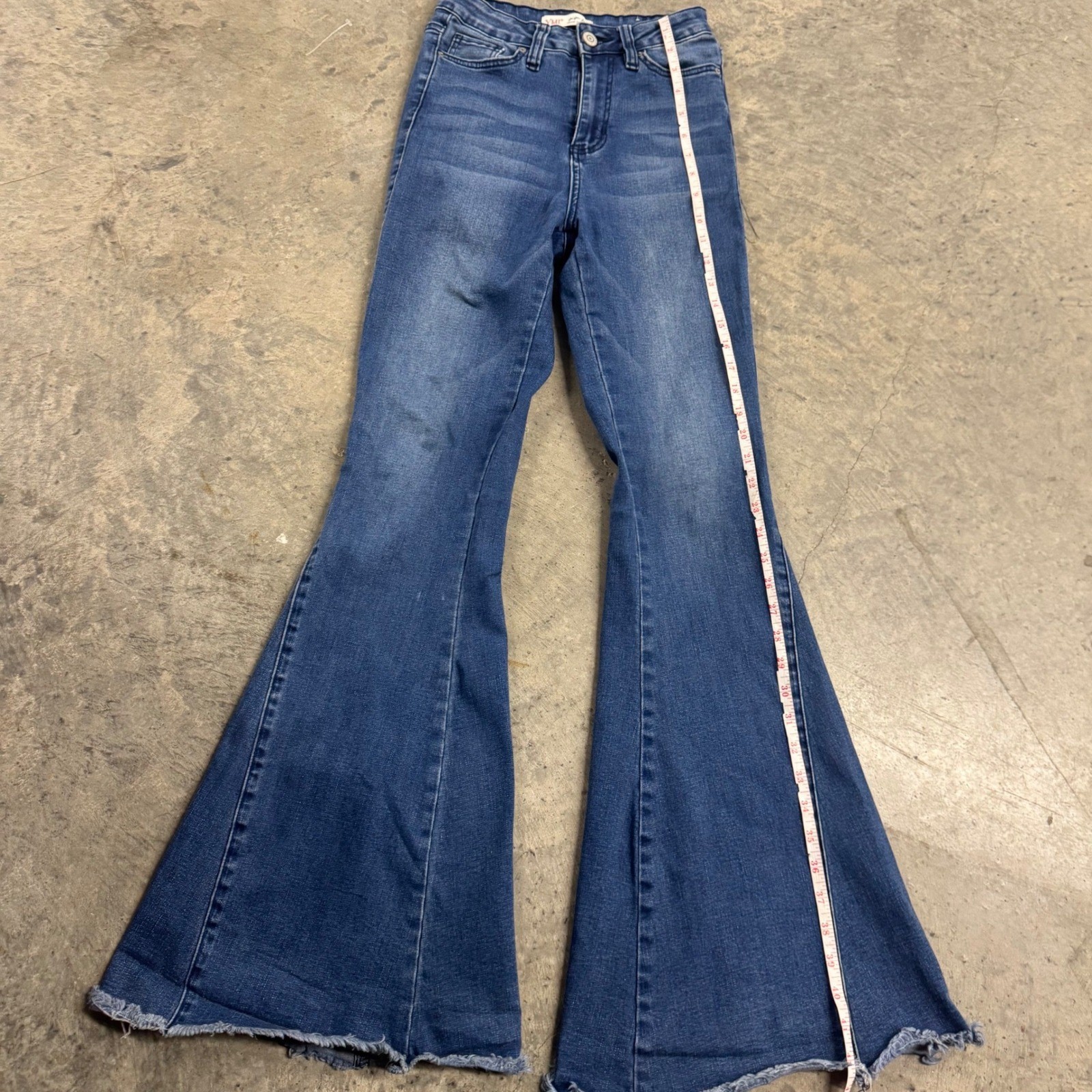 YMI Blue Bootcut S/26 Retro Flared Pleated Denim Jeans Western Y2k