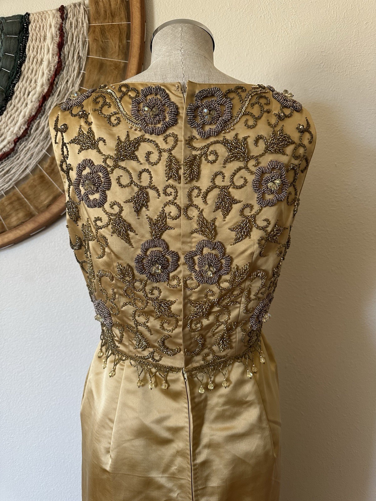 Elegant 1960&rsquo;s Lavishly Beaded Silk Evening Gown Dress Small