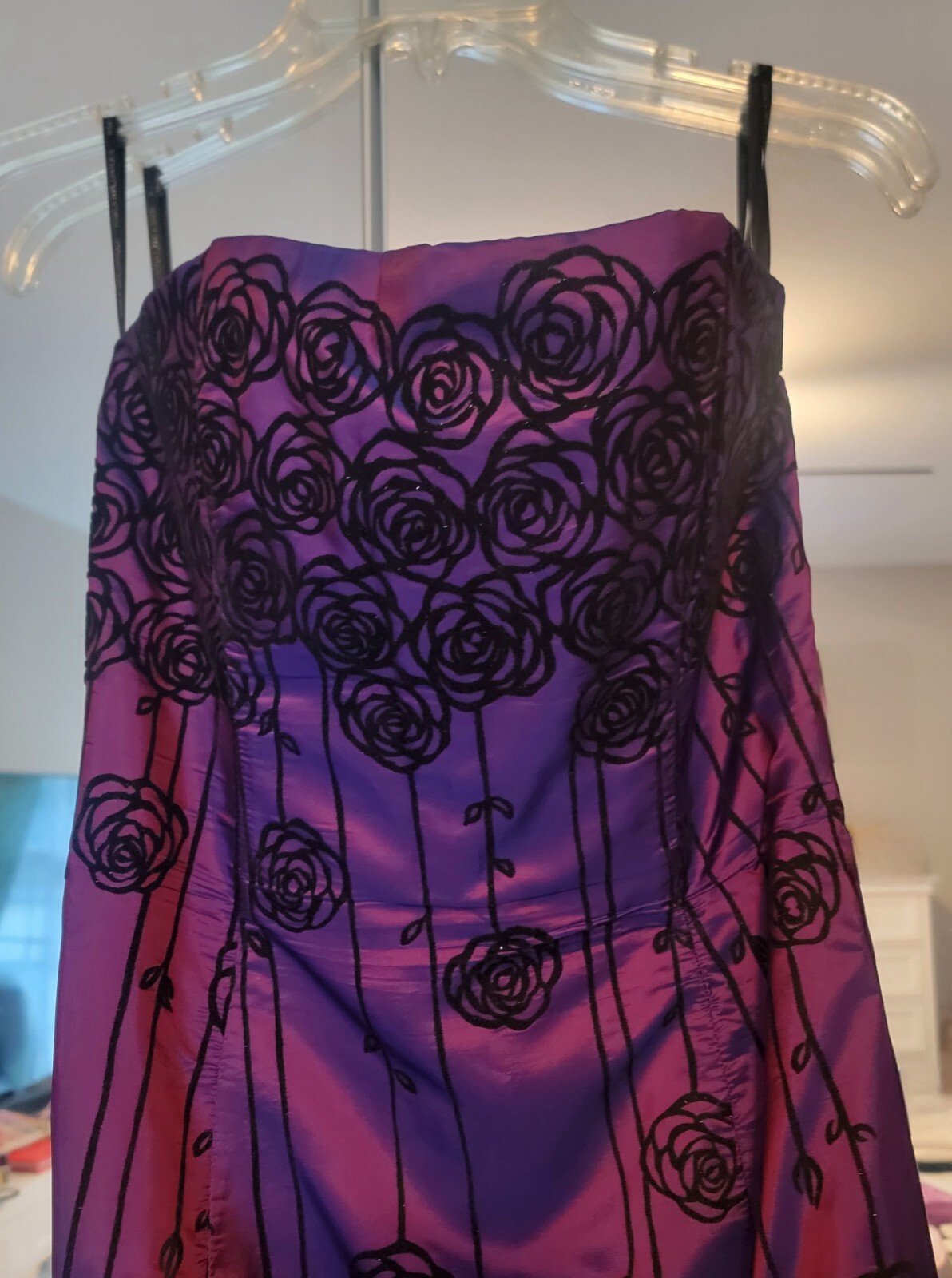 Jessica McClintock SZ 7 Gunne Sax STRAPLESS Purple Blue Overlay VTG 2001 💜💜💜