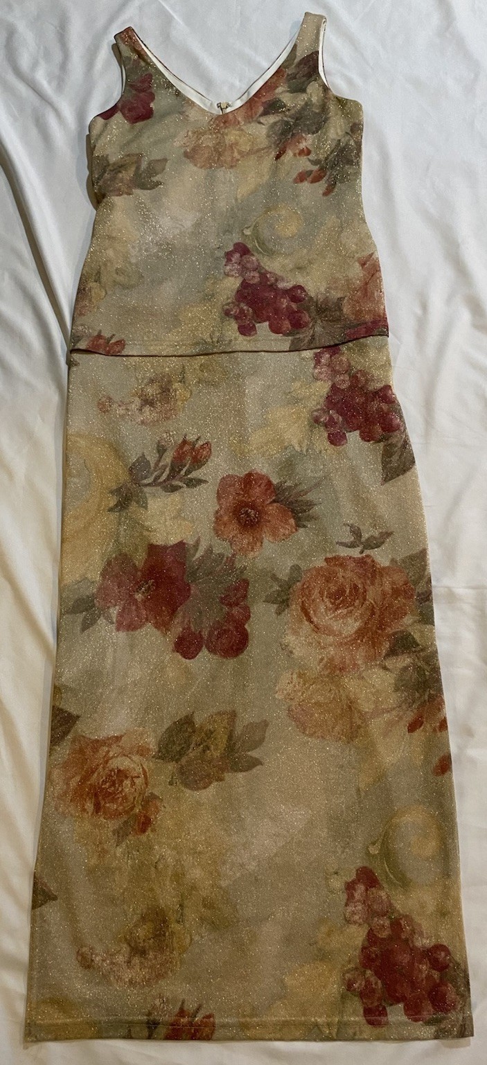 Jeffrey Dara Evenings Tom Barra Vtg Womens Sleeveless Dress Floral SZ 8 Shimmer