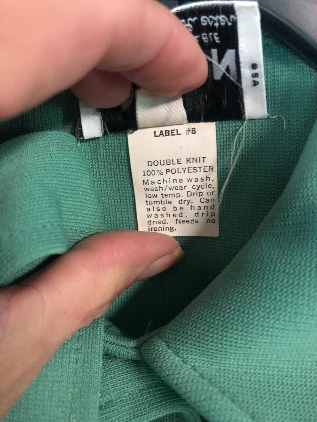 Vtg 70s Devon Double Knit Belted Green Top Sz 38 Sleeveless Dacron Polyester NOS