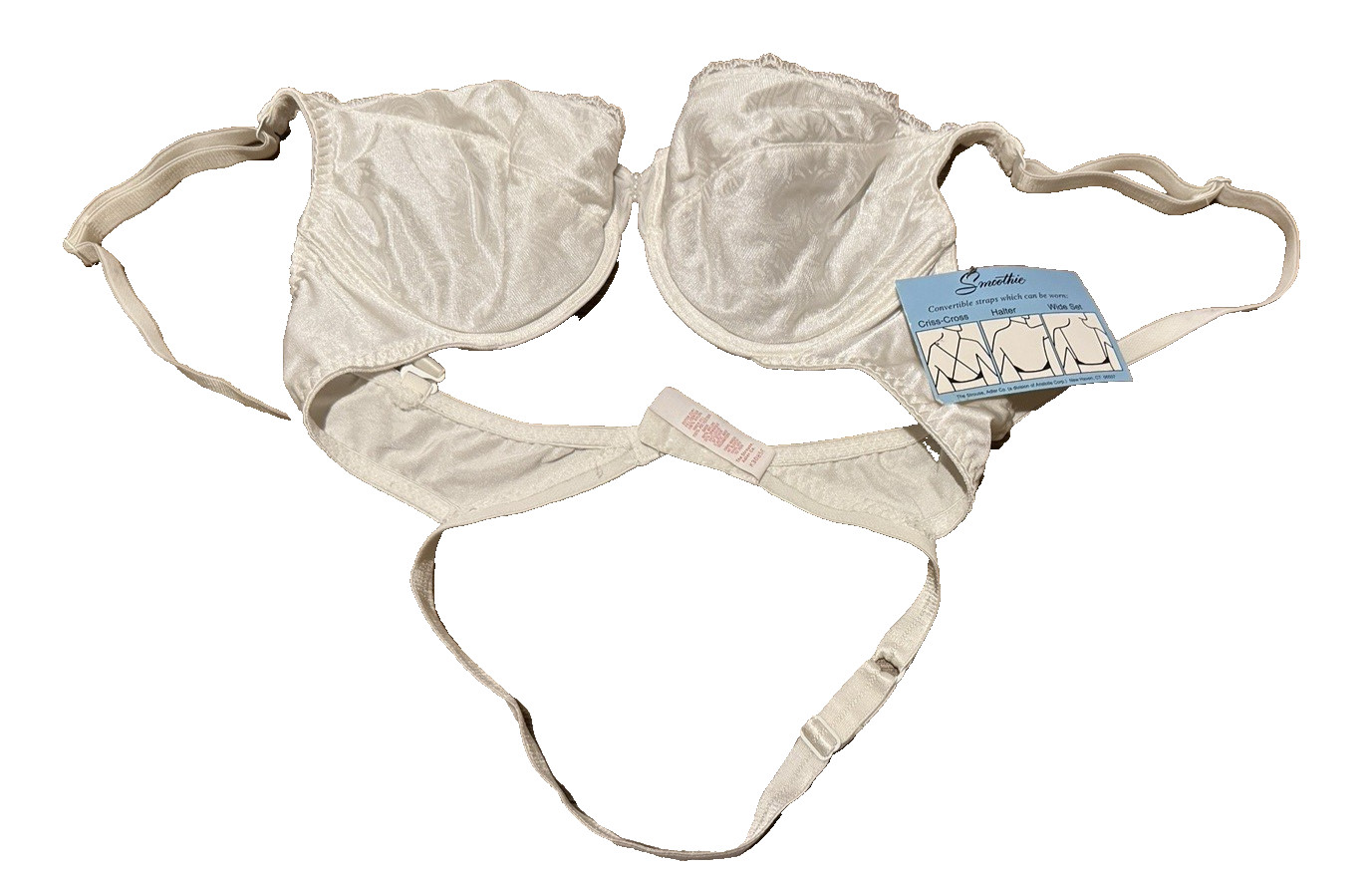 Vintage BACKLESS BY SMOOTHIE 193 Convertible Bra White 36B Underwire White NWT