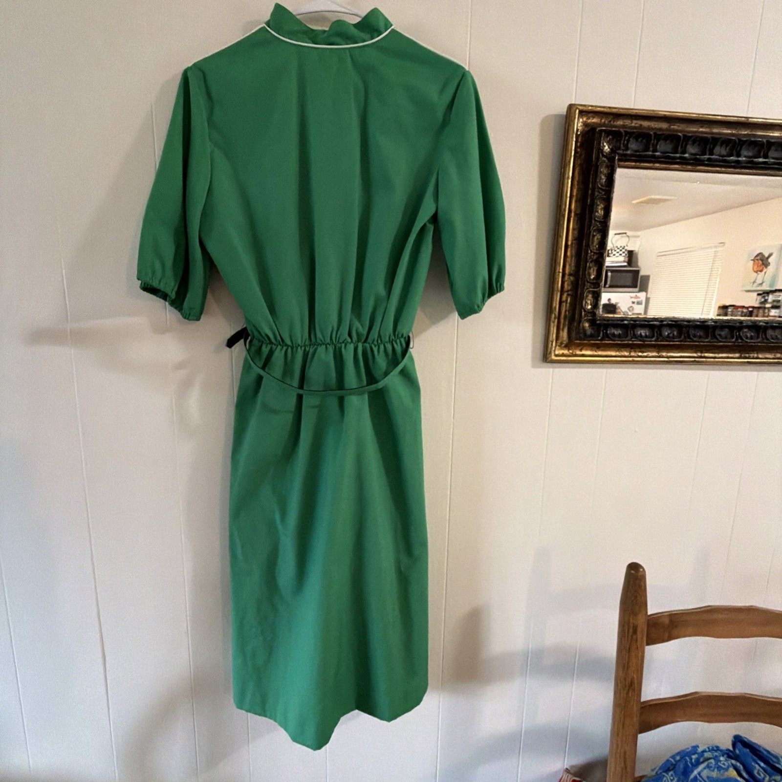Germaine Brand Dress Women&rsquo;s Size 12 Kelly Green Belted Vintage Midi