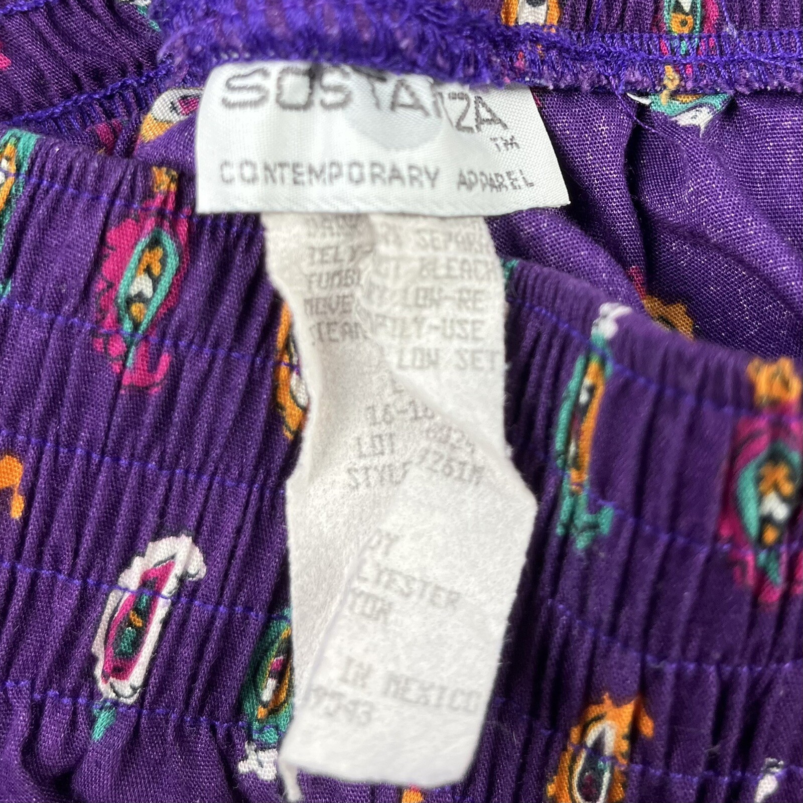 Vintage 80s 90s Purple Paisley Print Pull On High Waisted Soft Shorts Womens