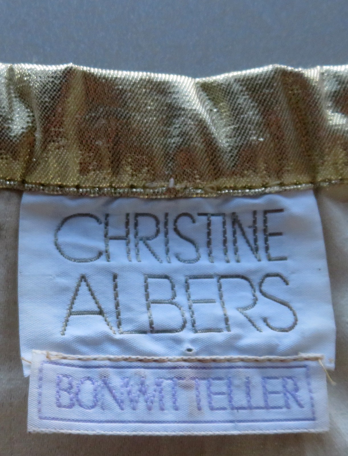Gold Lame’ Light Jacket S/M Puffed Sleeve Gathered waist Christine Albers Vtg