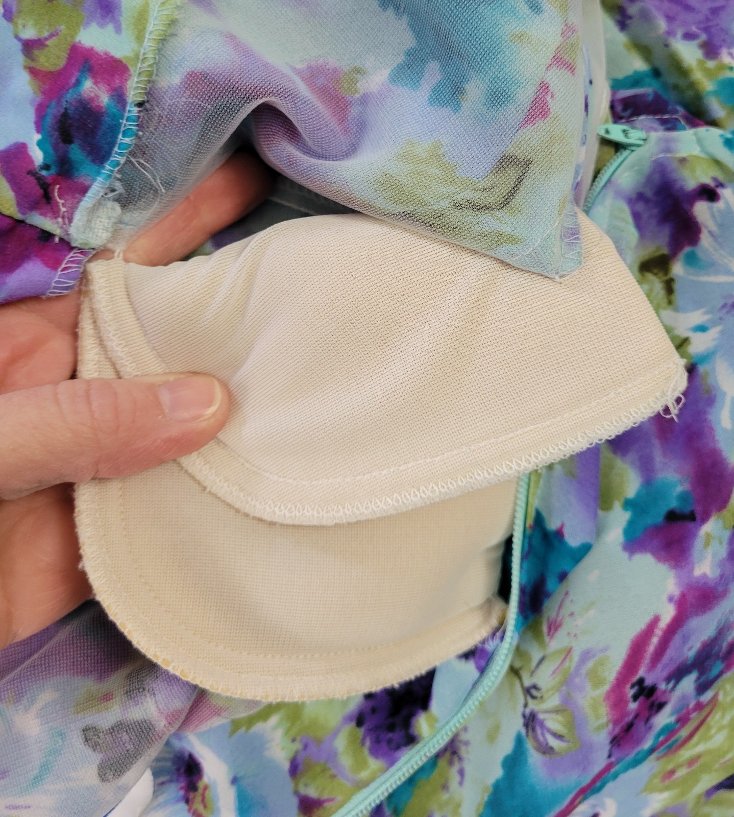 Vintage VLP Plus Blue/Green/Purple Floral Blouson Dress w Pleated Skirt Size 24