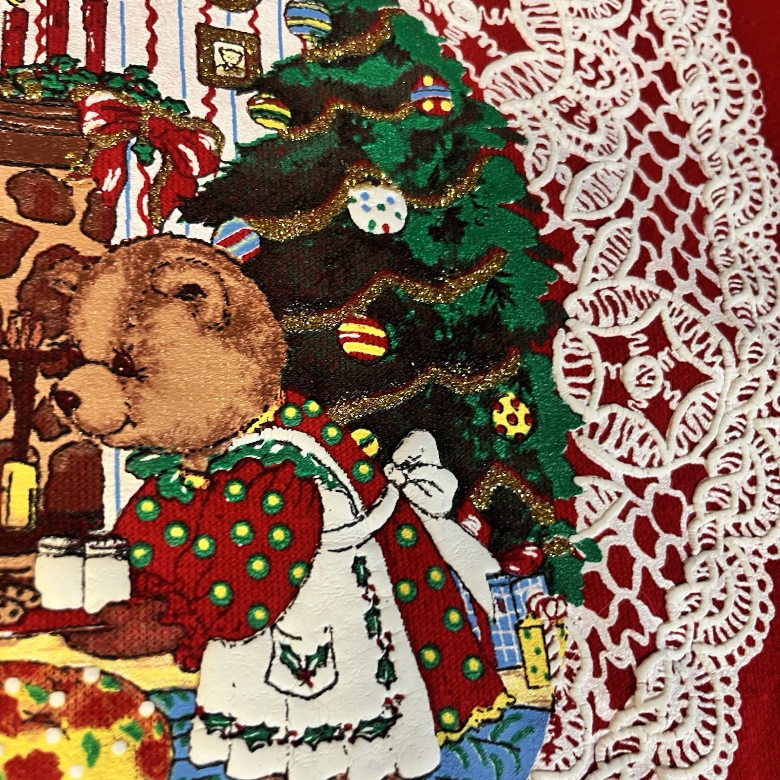 Vintage 90s Nutcracker Bear Christmas Sweatshirt Puff Paint Plus 2X USA Grandma