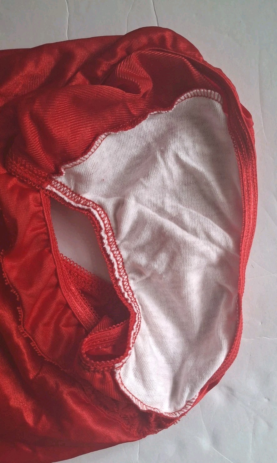Vintage Tensheen Granny Panty Full Brief Size 5 Red High Waist Lace Pin Up