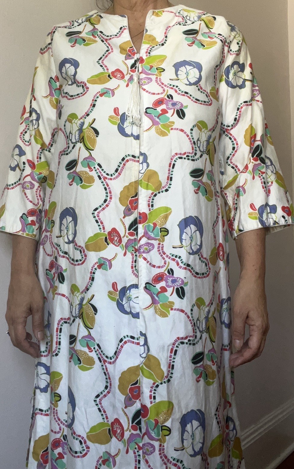 Vintage I Magnin David Brown California Kaftan Floral Resort Maxi Dress S