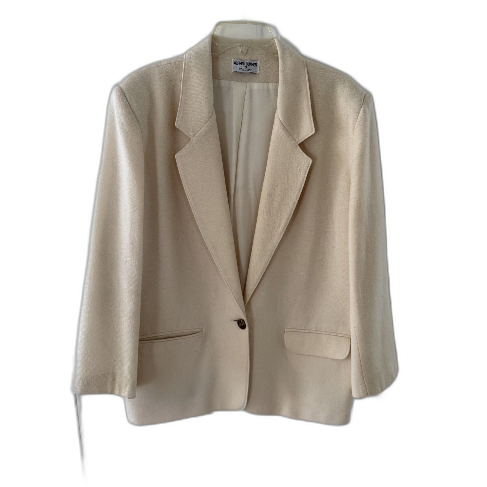 Alfred Dunner Cream Wool Blazer & Skirt Suit Size 18