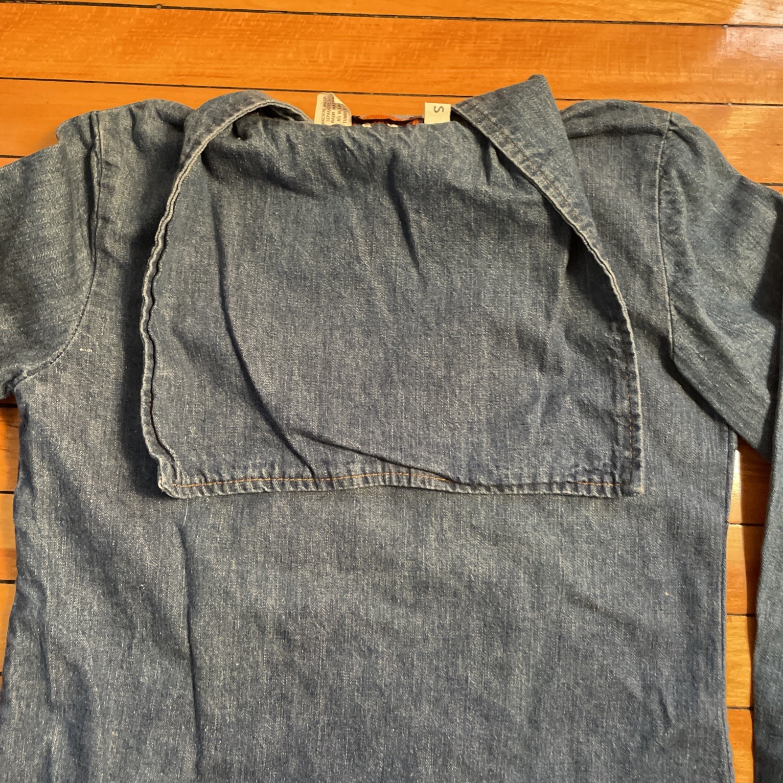 Vintage 1970s Landlubber Sailor Style Pullover Denim Shirt Womens Small S