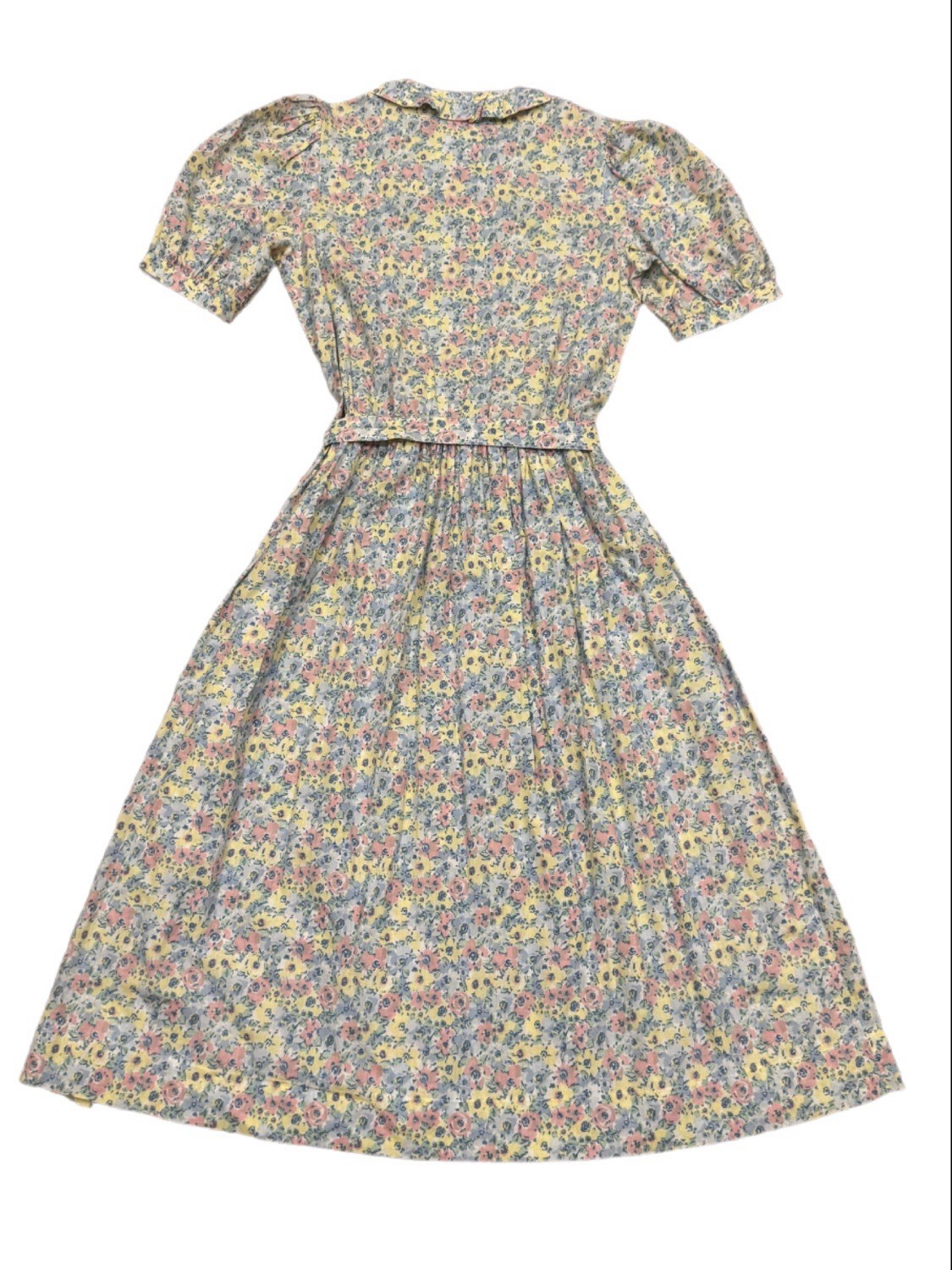 Vintage Laura Ashley Pastel Floral Prairie Dress Tie Waist UK 12/US 10 Modern Sm