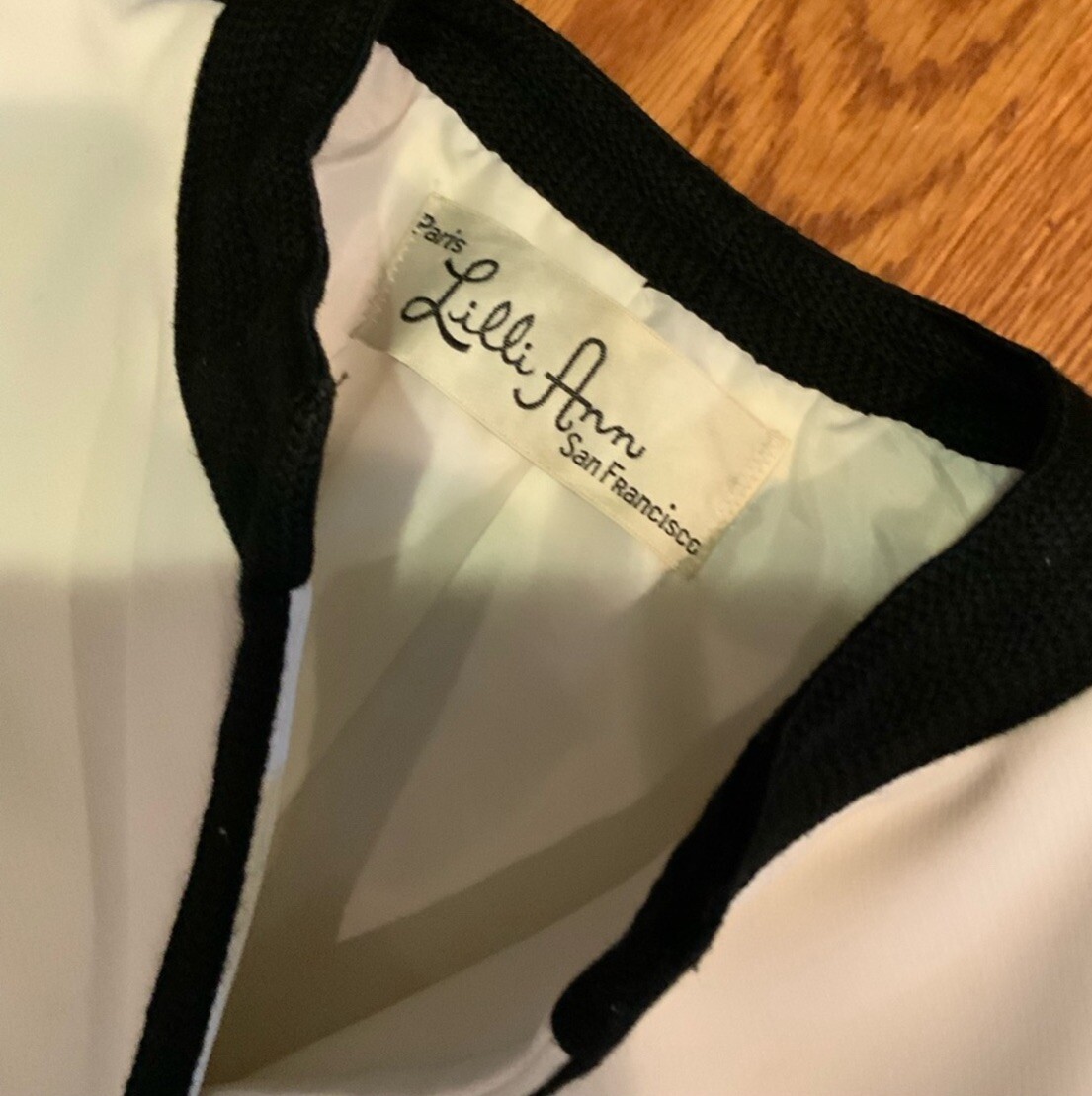 Lilli Ann Coat Vintage Button Front Cream Black Lined 46 in Chest READ