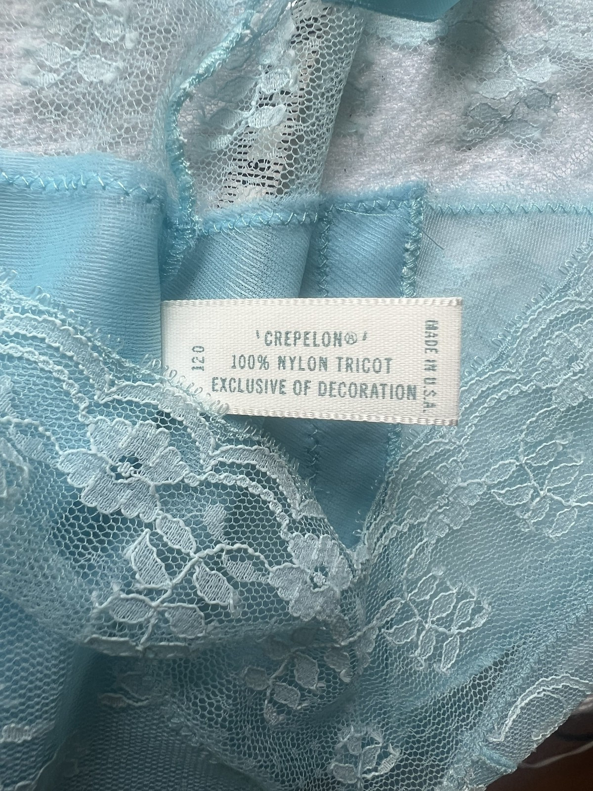 Vintage 1950s Vassarette Blue Nylon Tricot Crepelon Lace Slip Dress Size 34 S