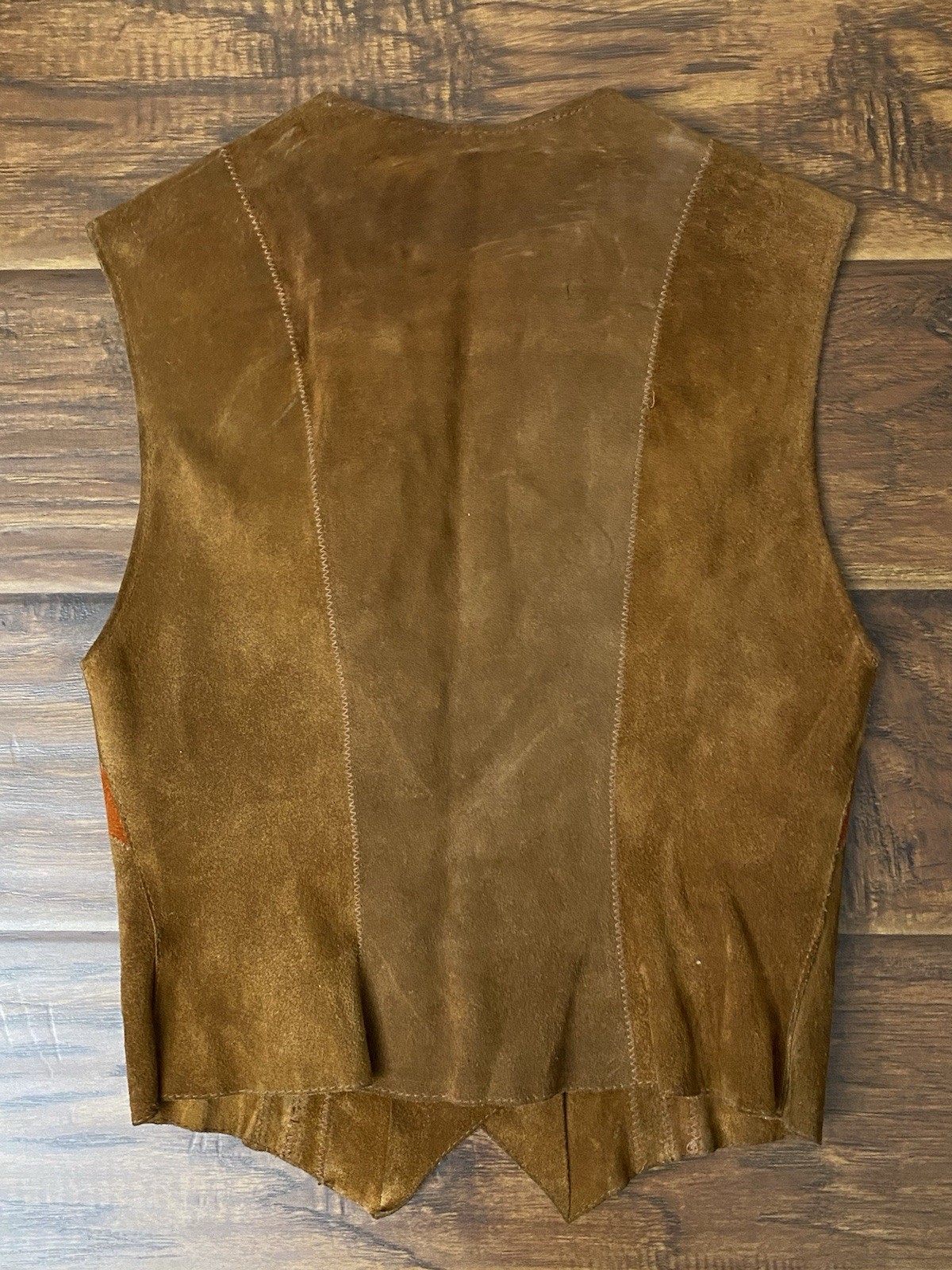 Vtg Handmade Women&rsquo;s 70s Western Boho Button Suede Leather Vest Size 7/8 (XXS)