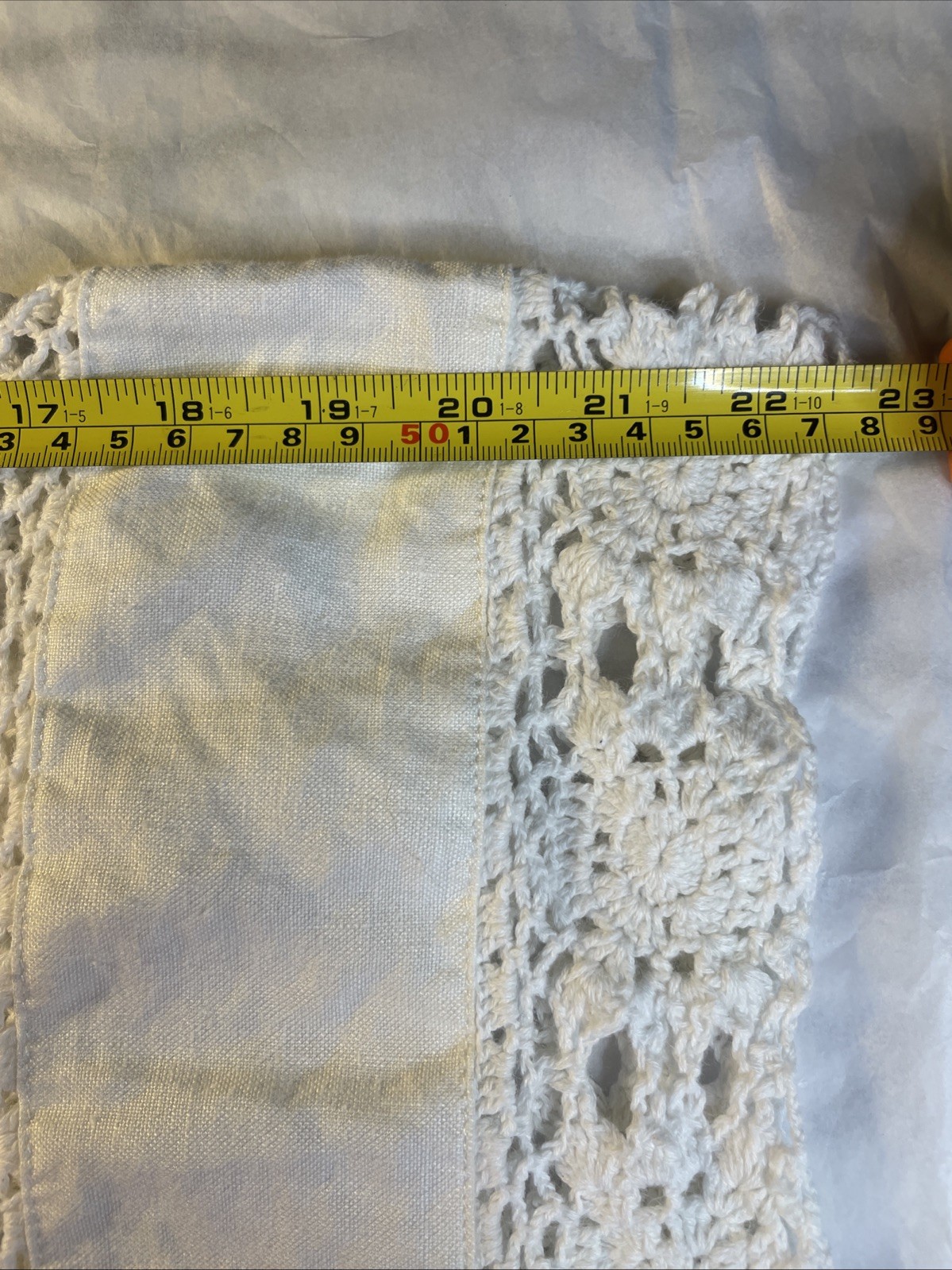 DKNY 100% Linen Bohemian Drawstring Crochet Hem Skirt Large
