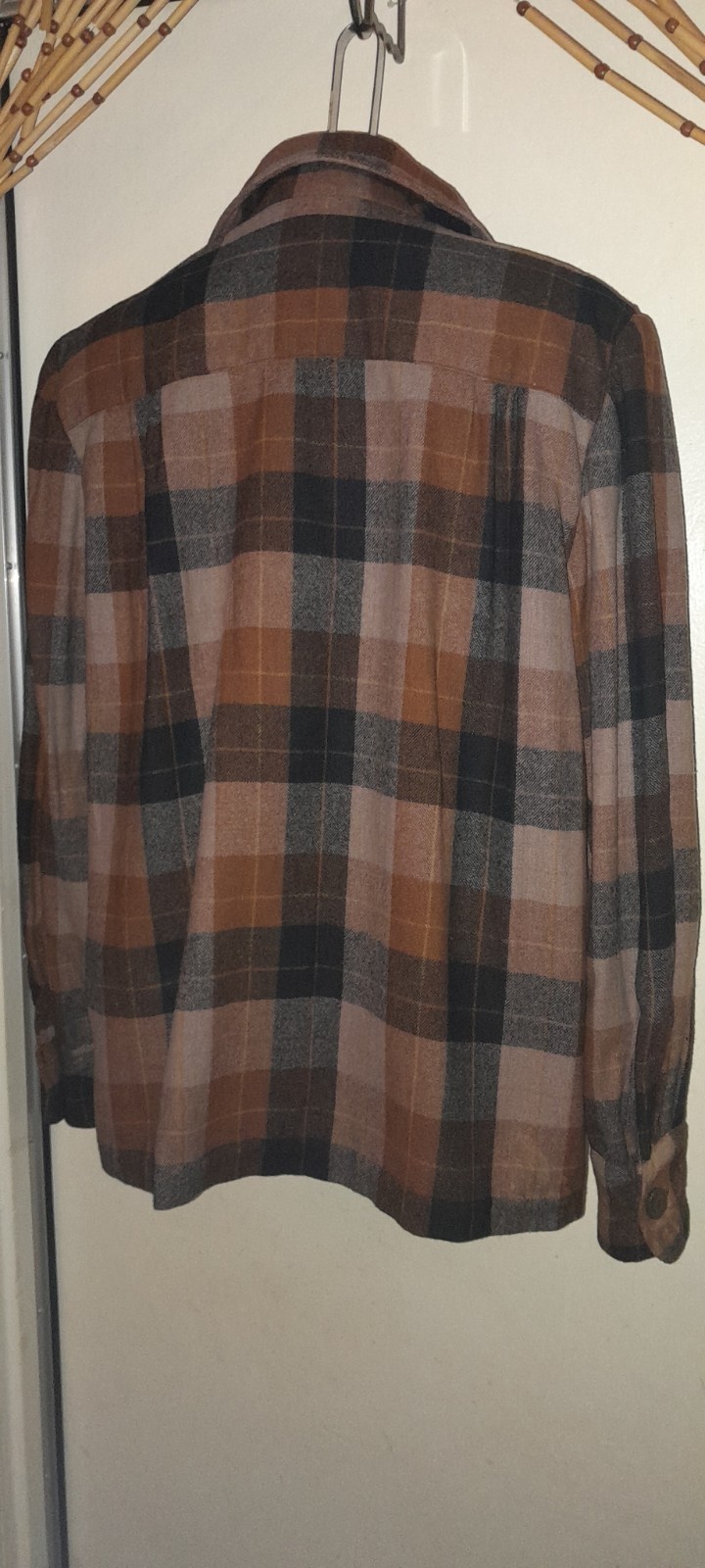 Vtg 40s 50s Brown Rust Wool USA Pendleton Plaid Womens Chore 49er Work Jacket XL