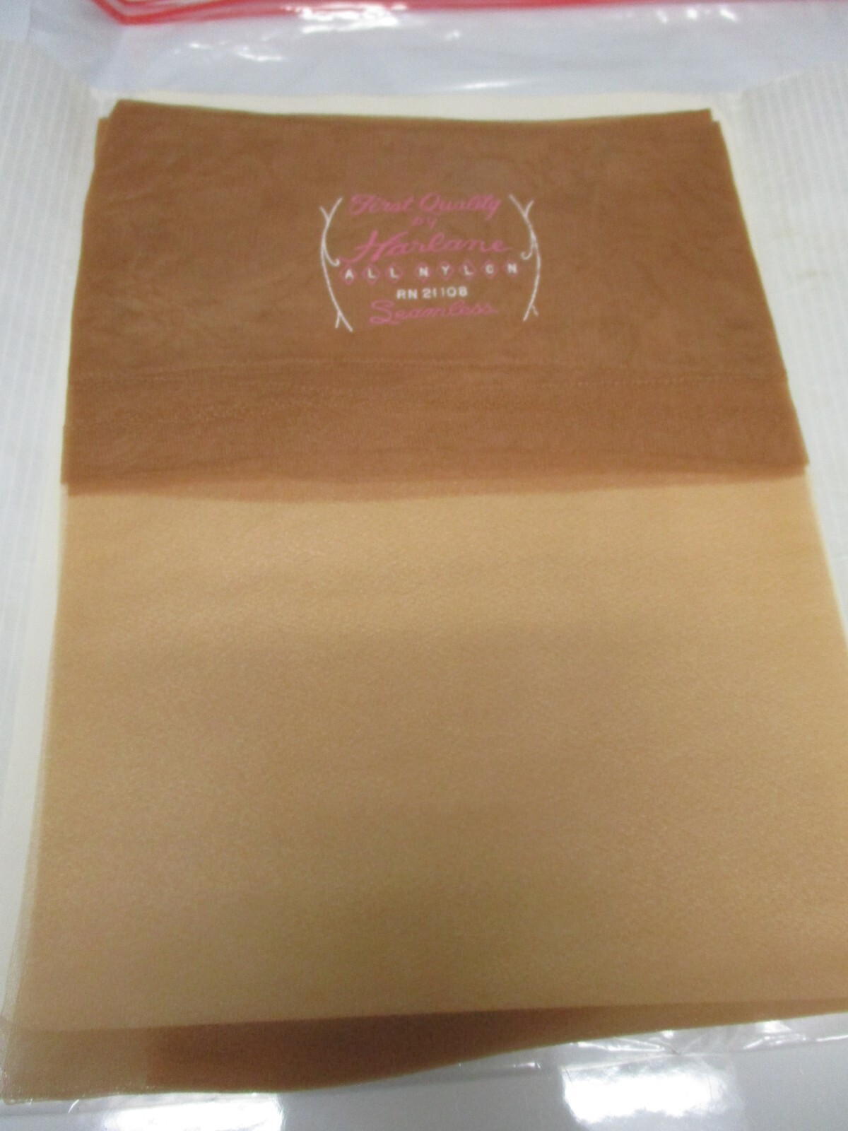 1PR VINTAGE HARLANE RHT SHEER MICRO MESH NYLON STOCKINGS SIZE 11 LONG 36&Prime; BEIGE