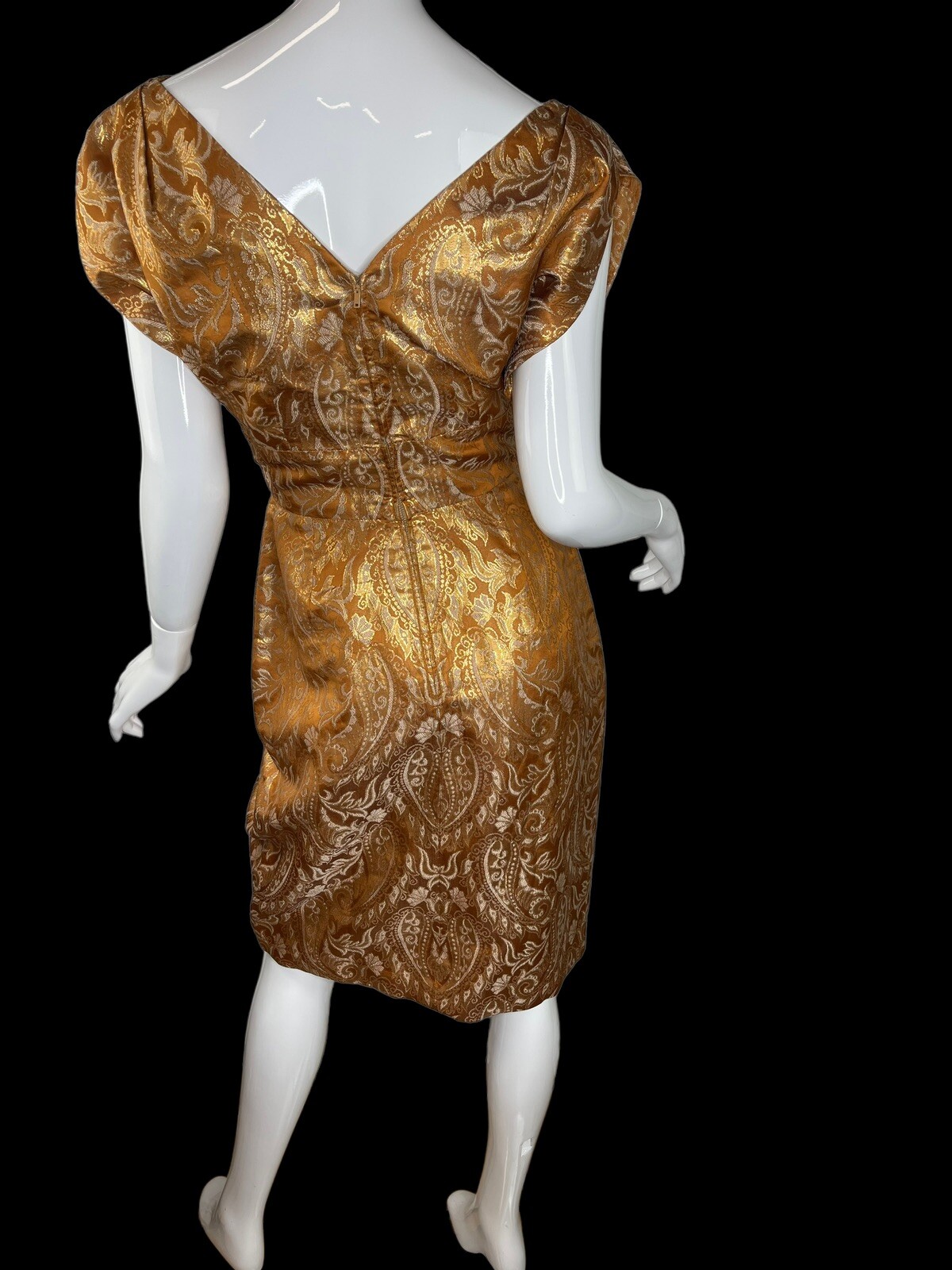 Rare Vintage 1950&rsquo;s Sylvan Rich for Martini Copper Gold Metallic Dress Wiggle