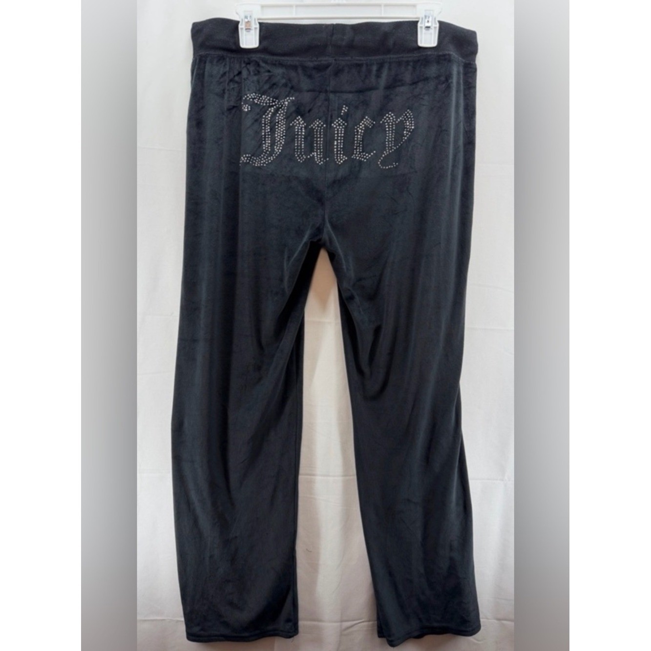 Juicy Couture Black OG Y2K Velour Rhinestone Juicy Lounge Pants Size XL