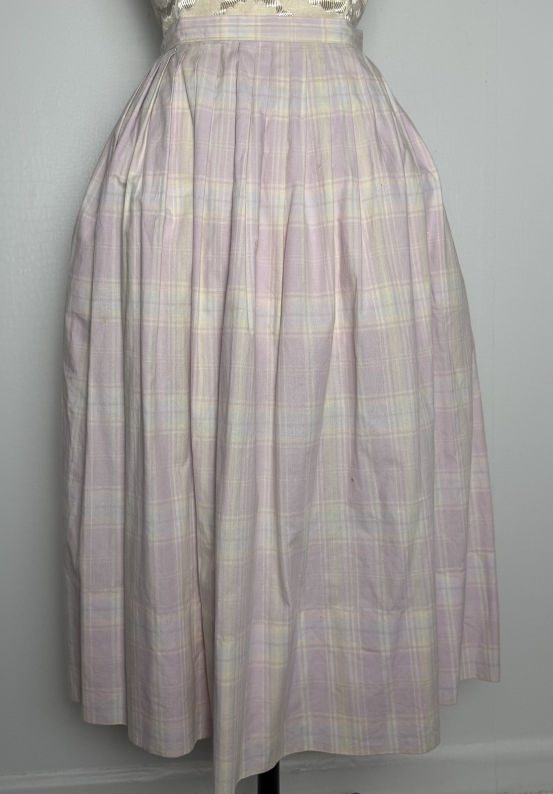 Vtg F.R. Tripler 2 Pc Skirt Top Set 8 Lavender Plaid 40s Tea Dress S/M