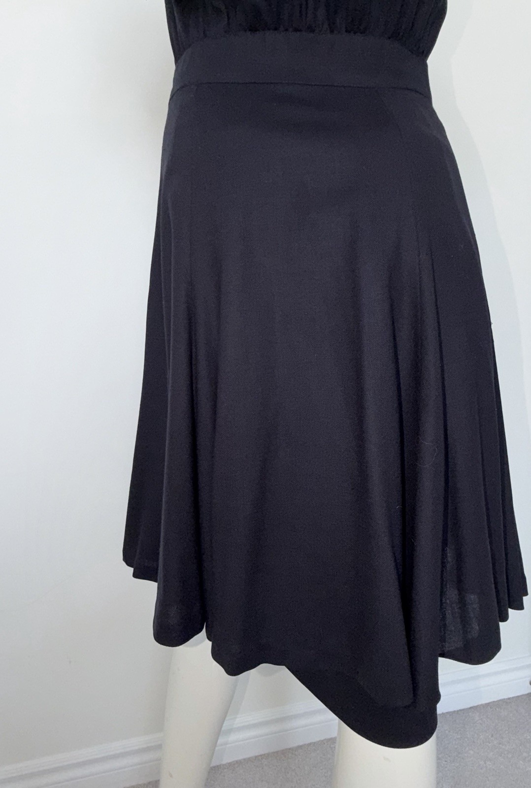 Vintage 90s Escada Margaretha Ley Women&rsquo;s Navy Wool Knee Length Dress Sz 38